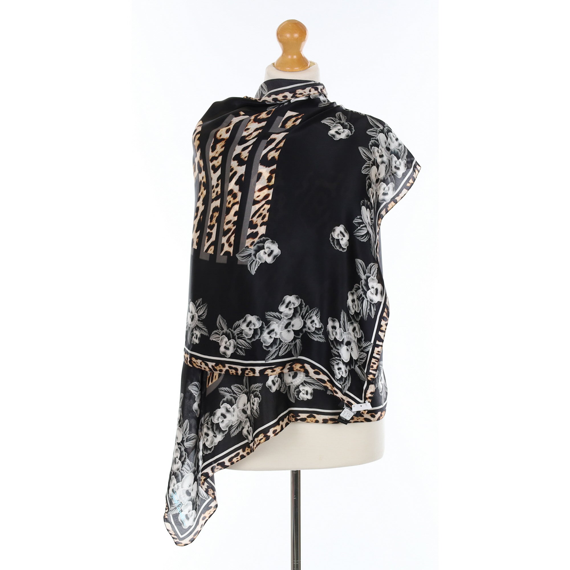 Brand New Cavalli Black Patterned Wrap Style Silk Scarf
