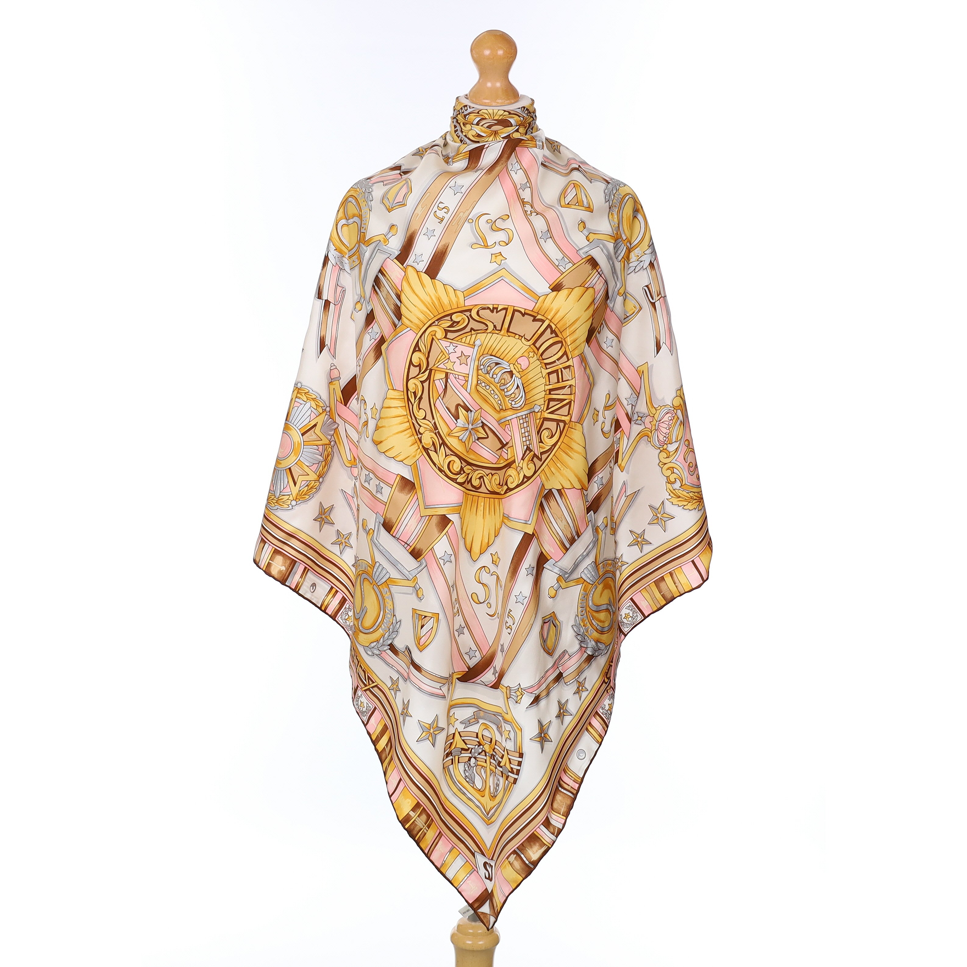 St John Pink And Gold Silk Scarf