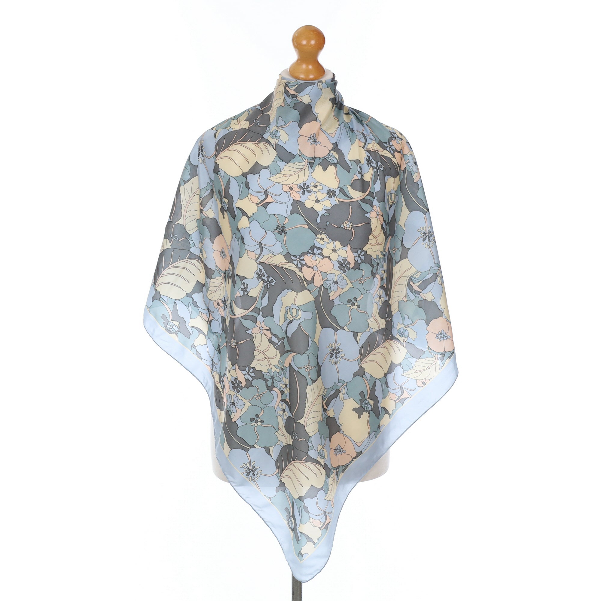 Pastel Floral Vintage Silk Scarf