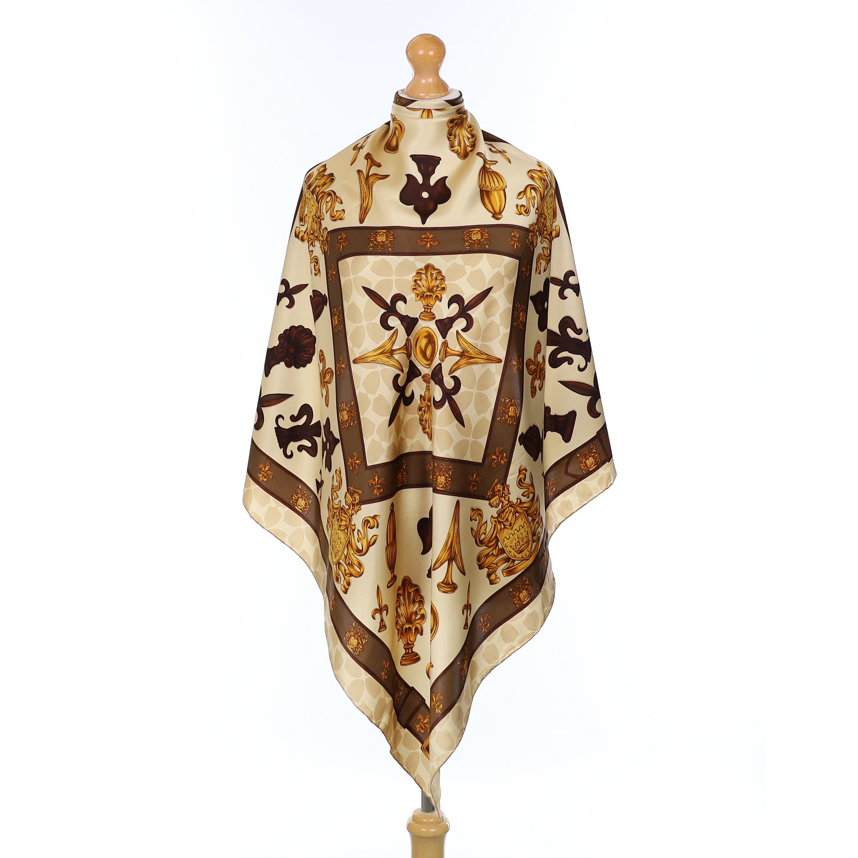 Gold And Bronze Baroque Style Silk Scarf
