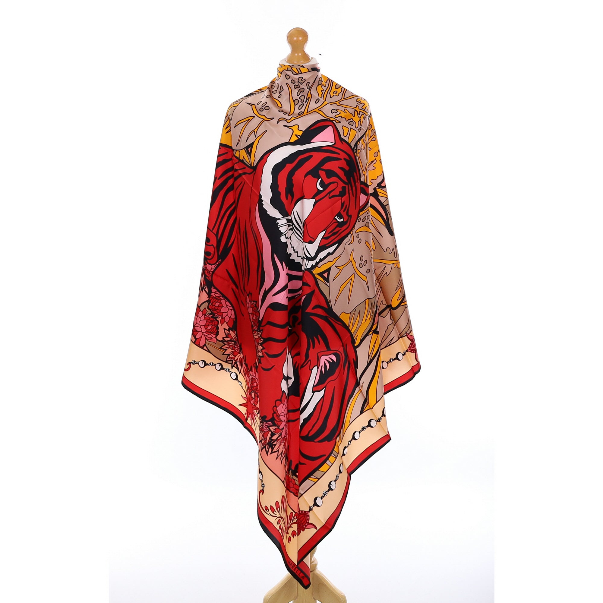 Brand New Boxed Marella Red Tiger Silk Scarf