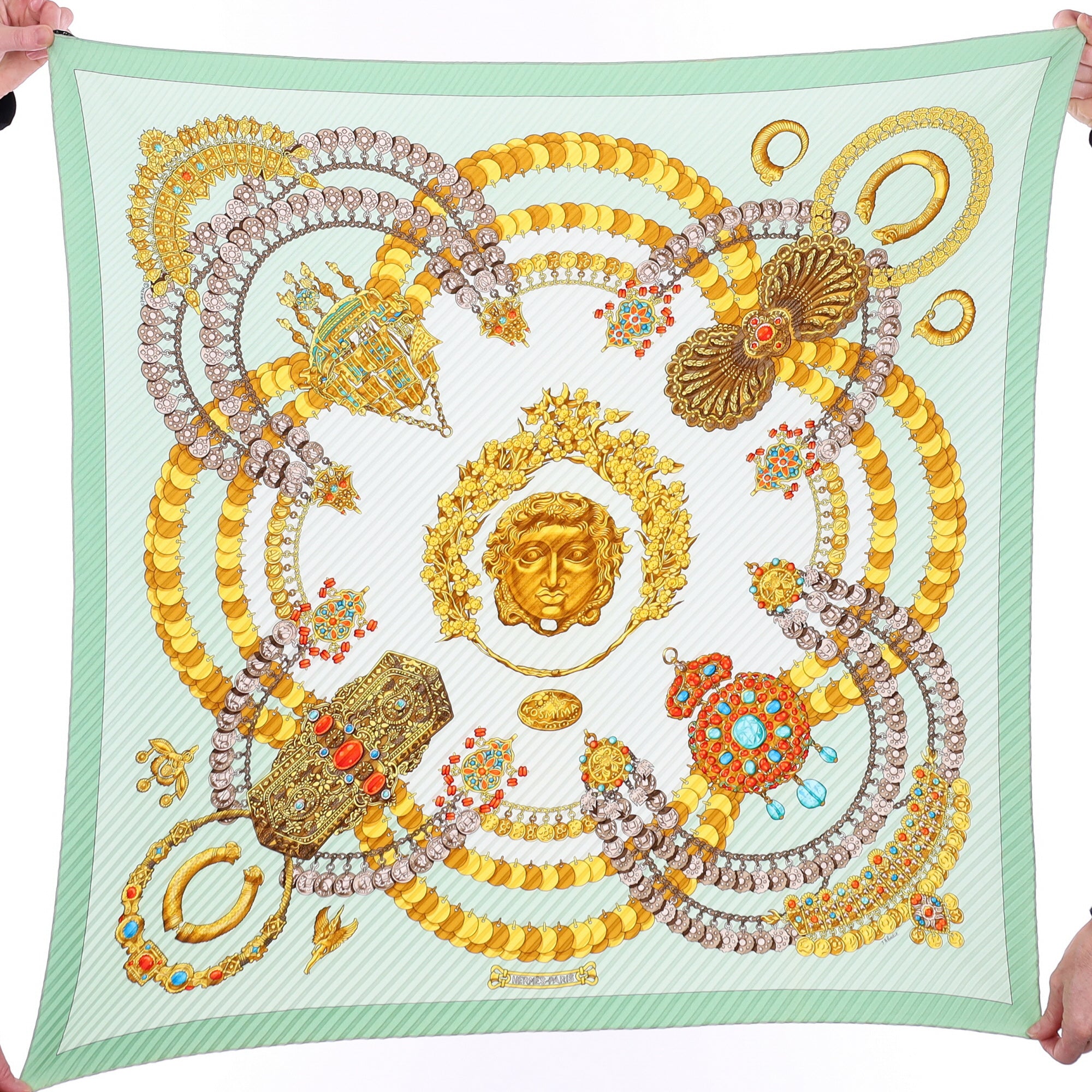 Boxed Hermès Kosmima Plissé Silk Scarf