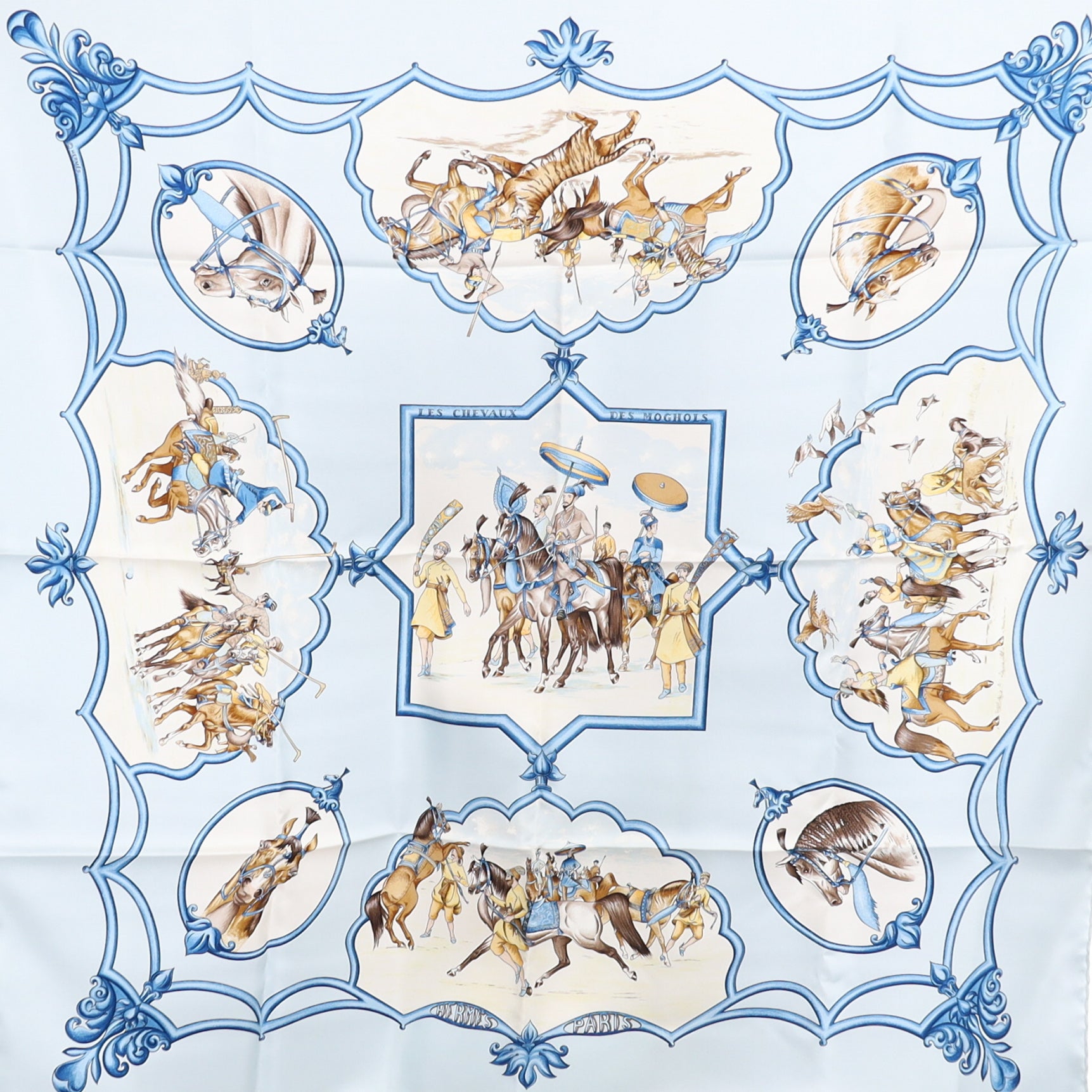 Brand New Hermès Les Chevaux des Moghols Silk Scarf
