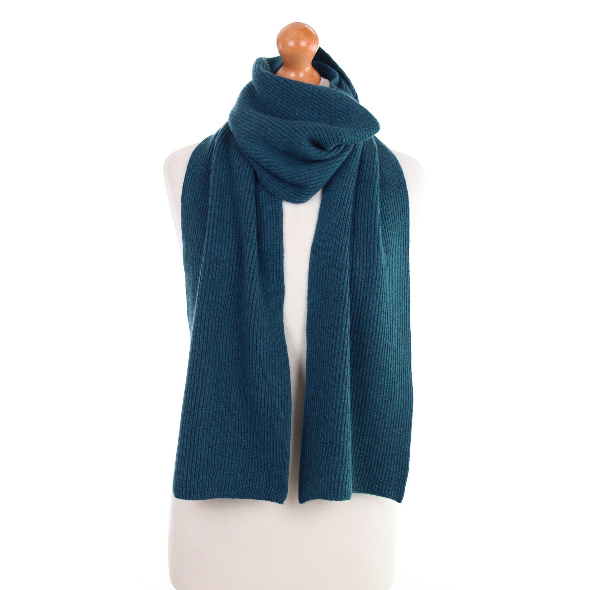 Brand New Scottish Teal Rib Cashmere Scarf