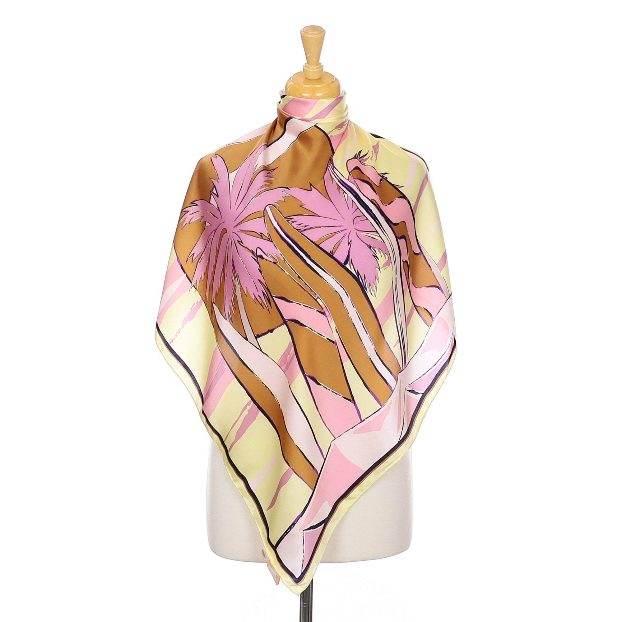 Beck Söndergaard Yellow, Brown and Pink Silk Scarf