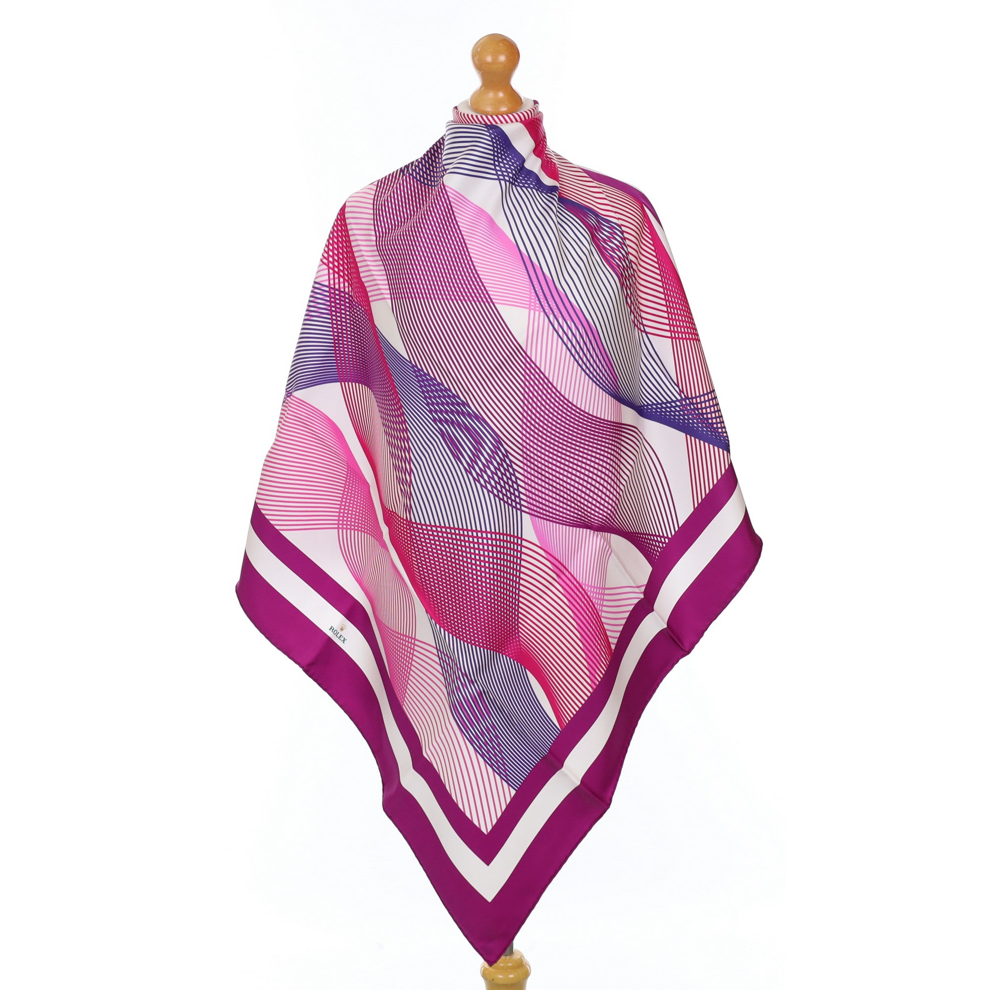 Rolex Purple and Pink Abstract Boxed Silk Scarf