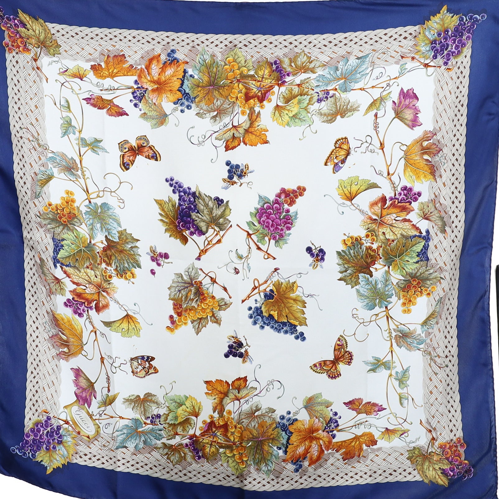 Gucci Grapes & Vine Vintage Silk Scarf