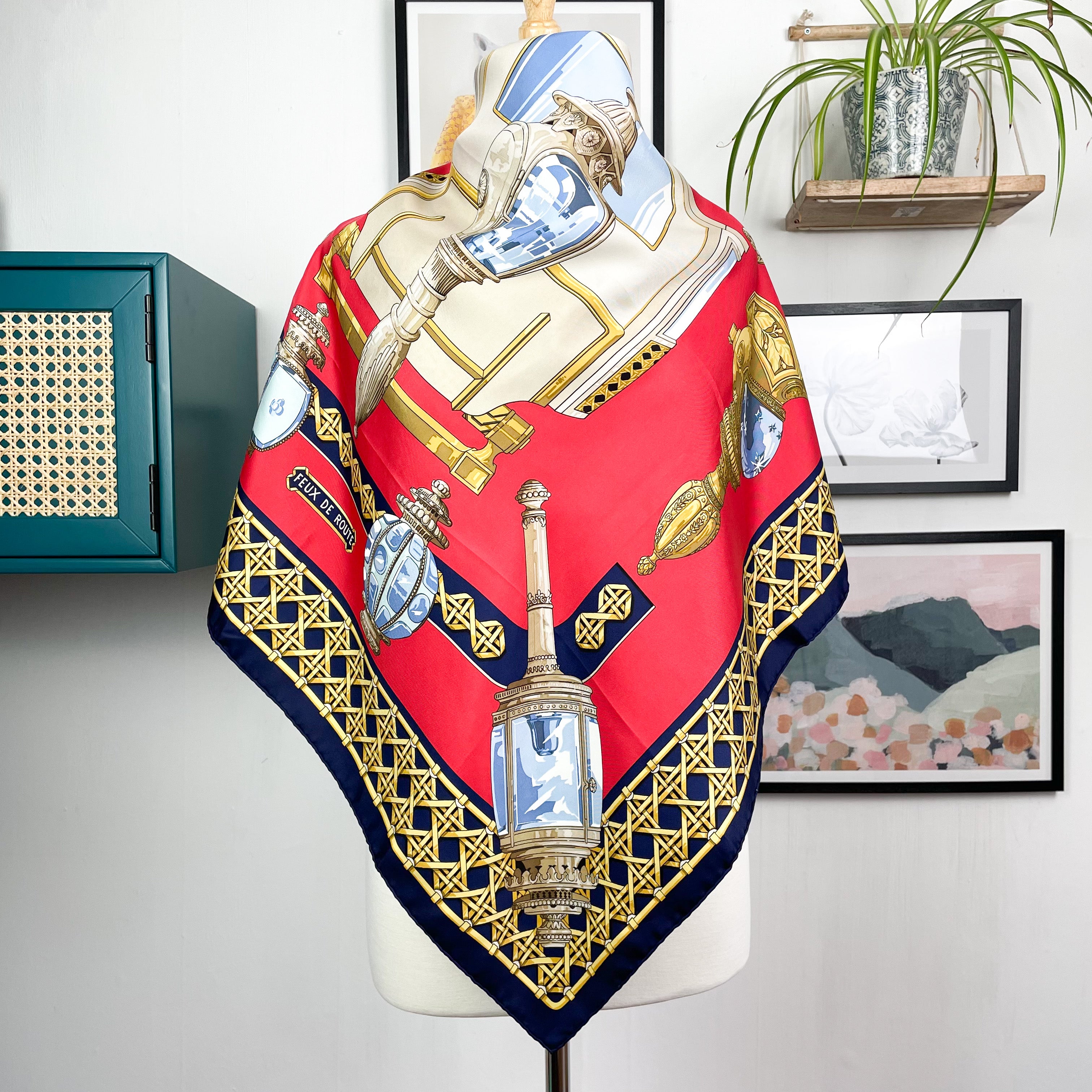 Boxed Hermes Feux de Route Designer Silk Scarf