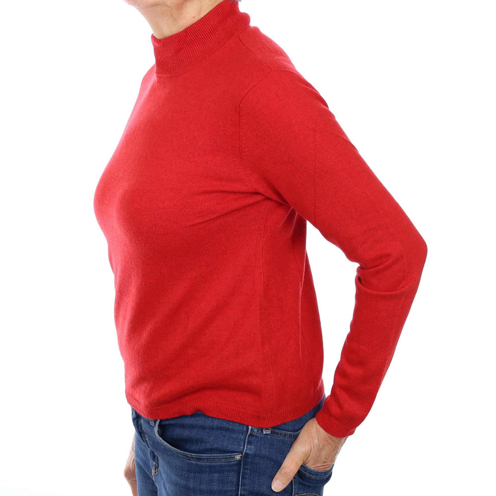 Phoenix Red Cashmere Turtle Neck Jumper Medium