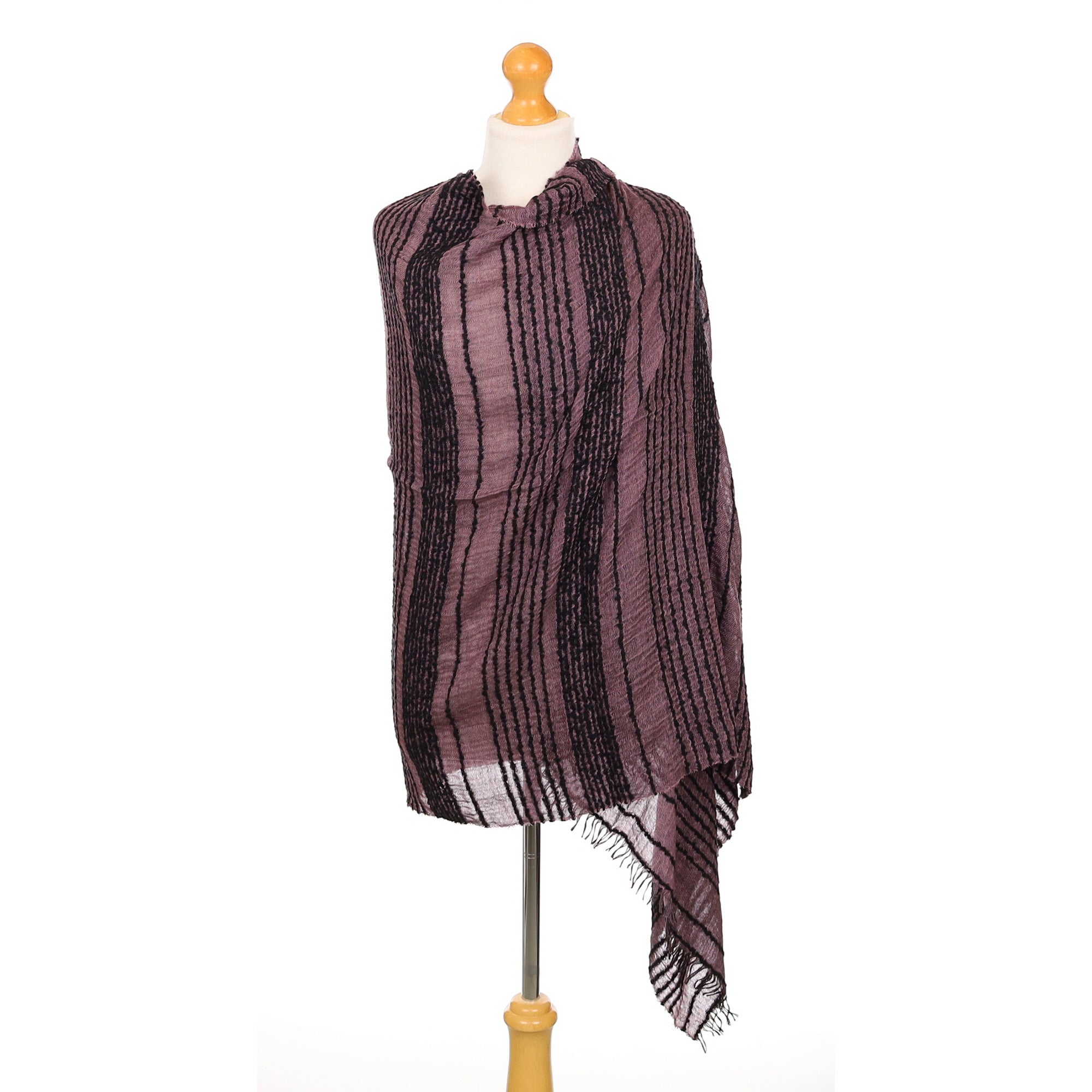 Scottish Begg & Co Mauve and Black Woven Cashmere & Silk Wrap