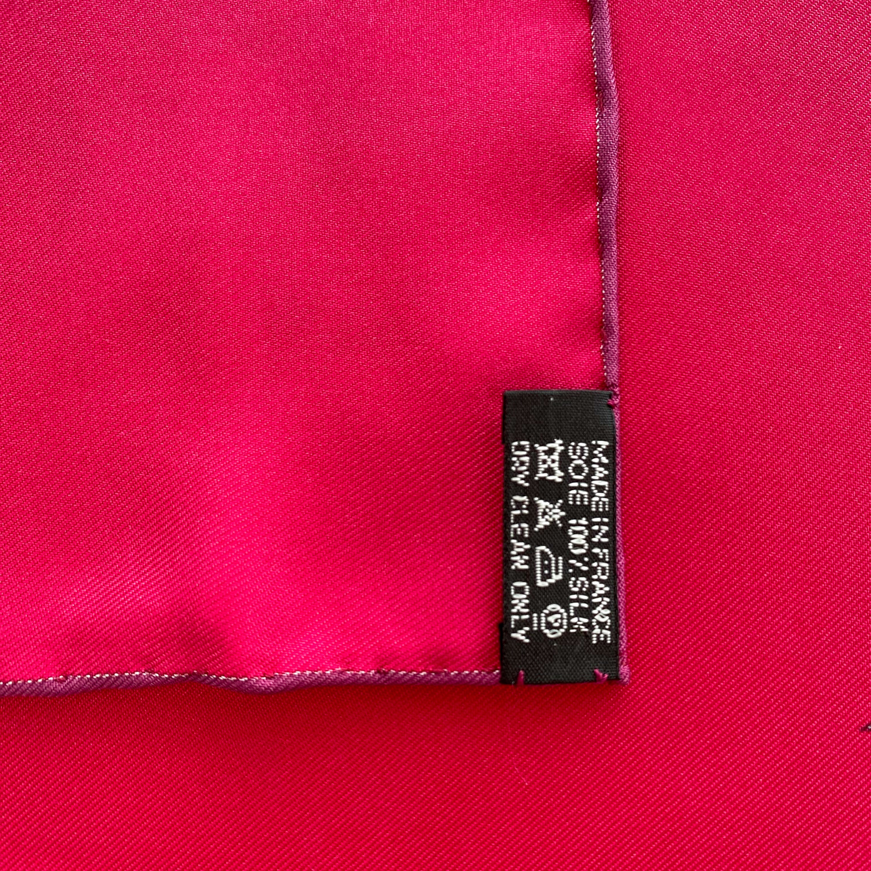 Pristine Boxed Hermès Fleurs De Fuchsia Silk Scarf