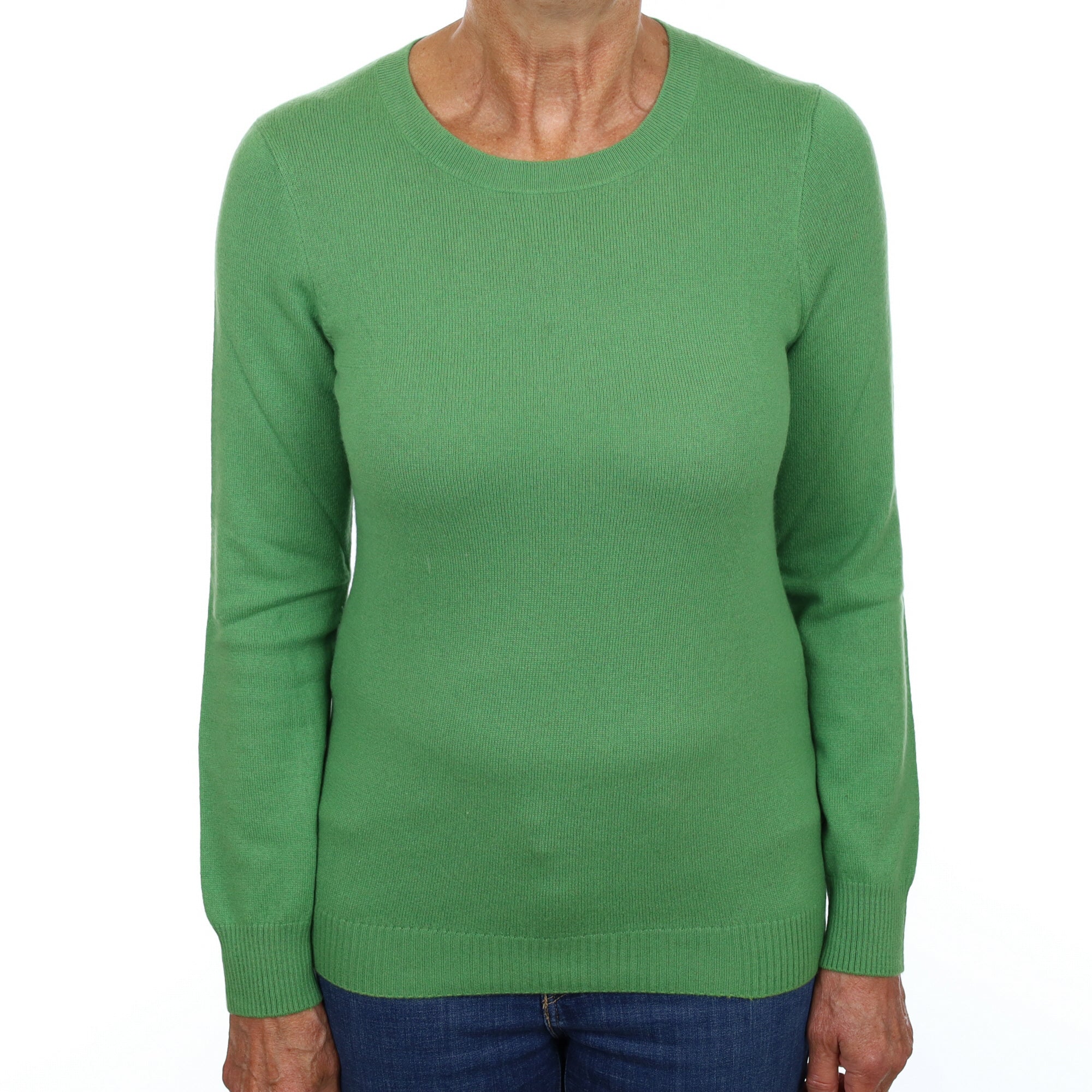 Fern Green Cashmere Crew Neck Jumper Medium
