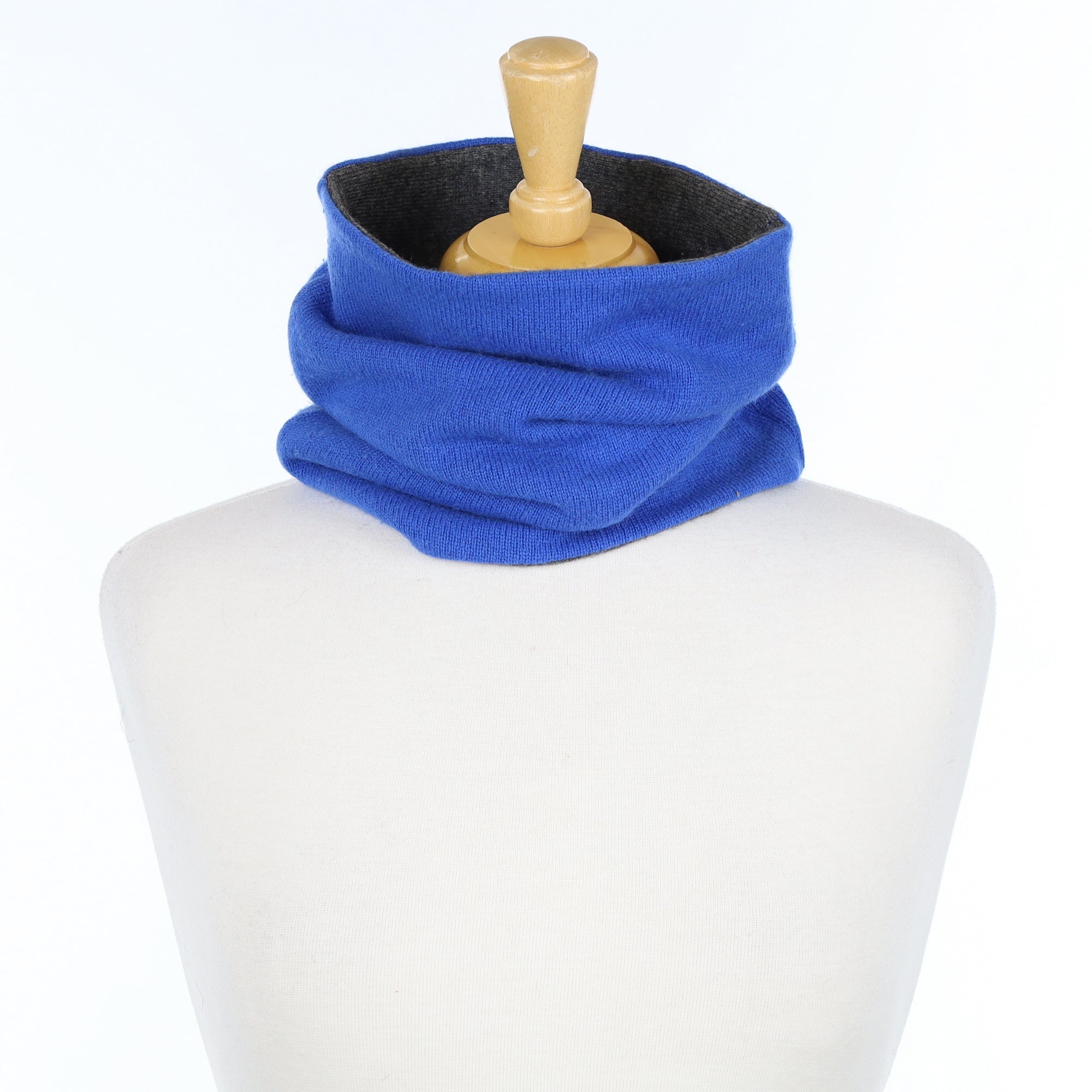 Royal Blue and Charcoal Luxury Double Layered Snood
