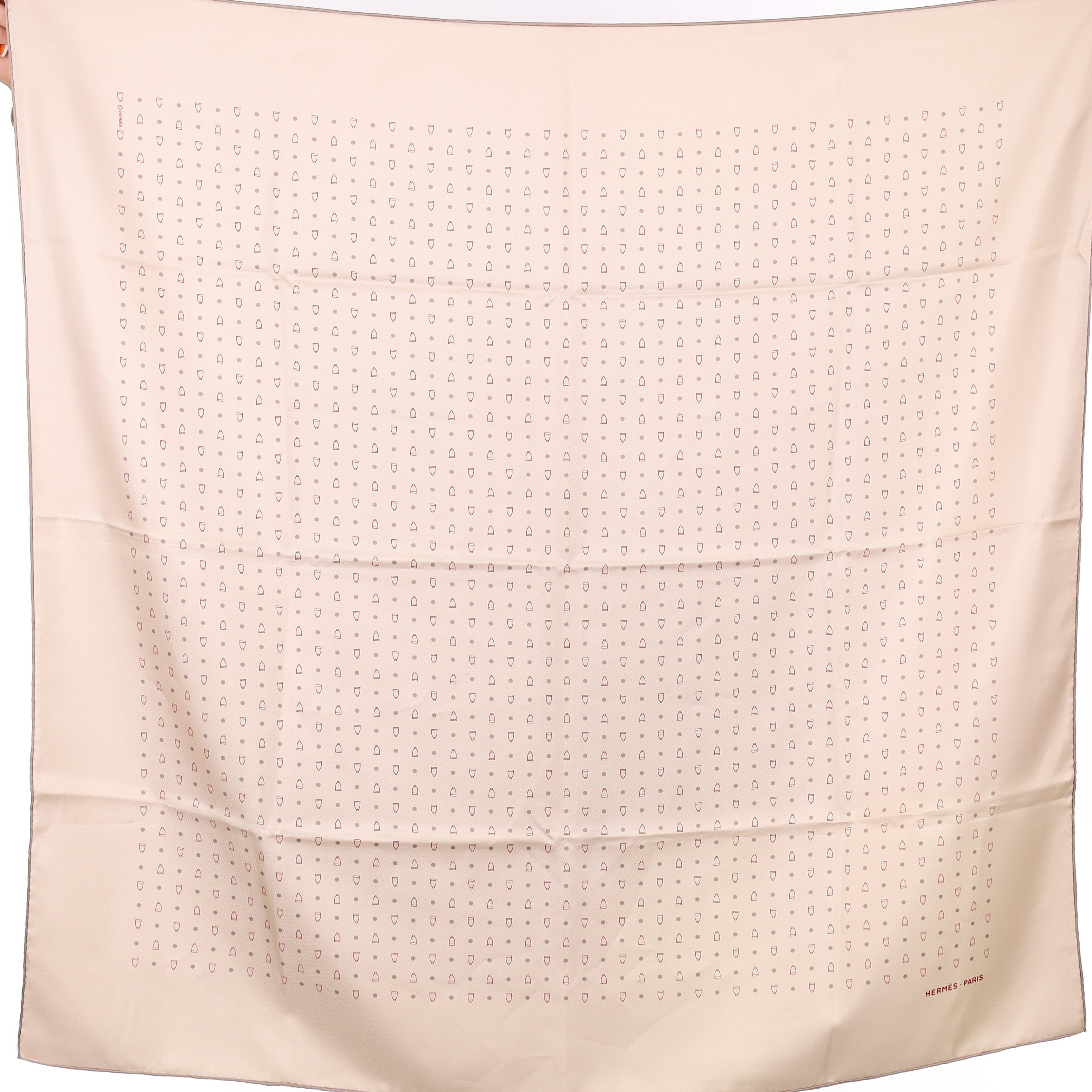 Hermès Light Taupe Stirrup Silk Scarf