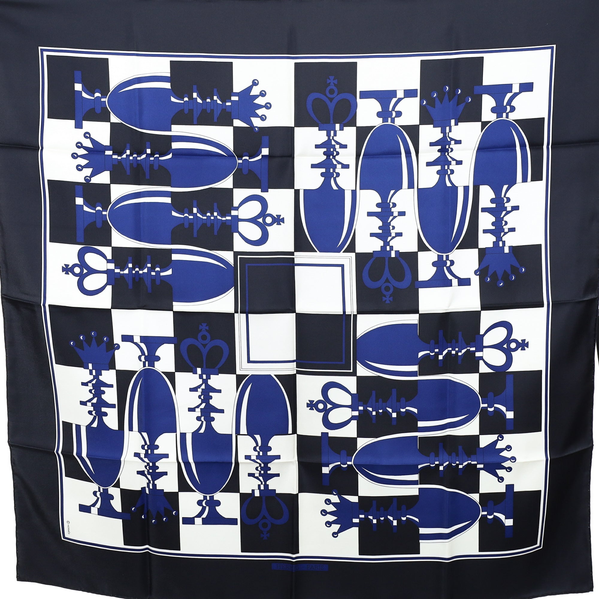 Hermès Eches II Echiquier Silk Scarf