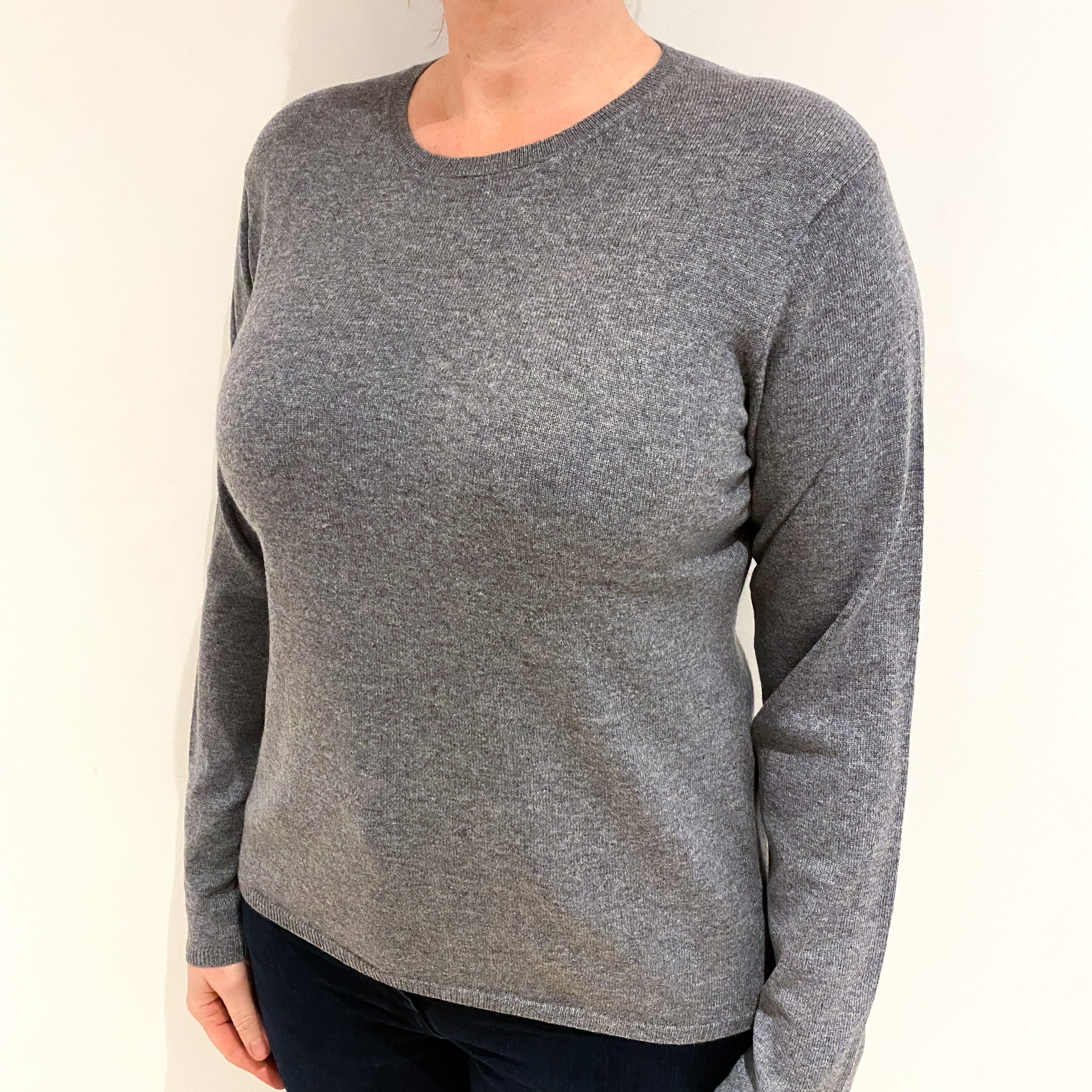 Steel Grey Cashmere Crew Neck Jumper