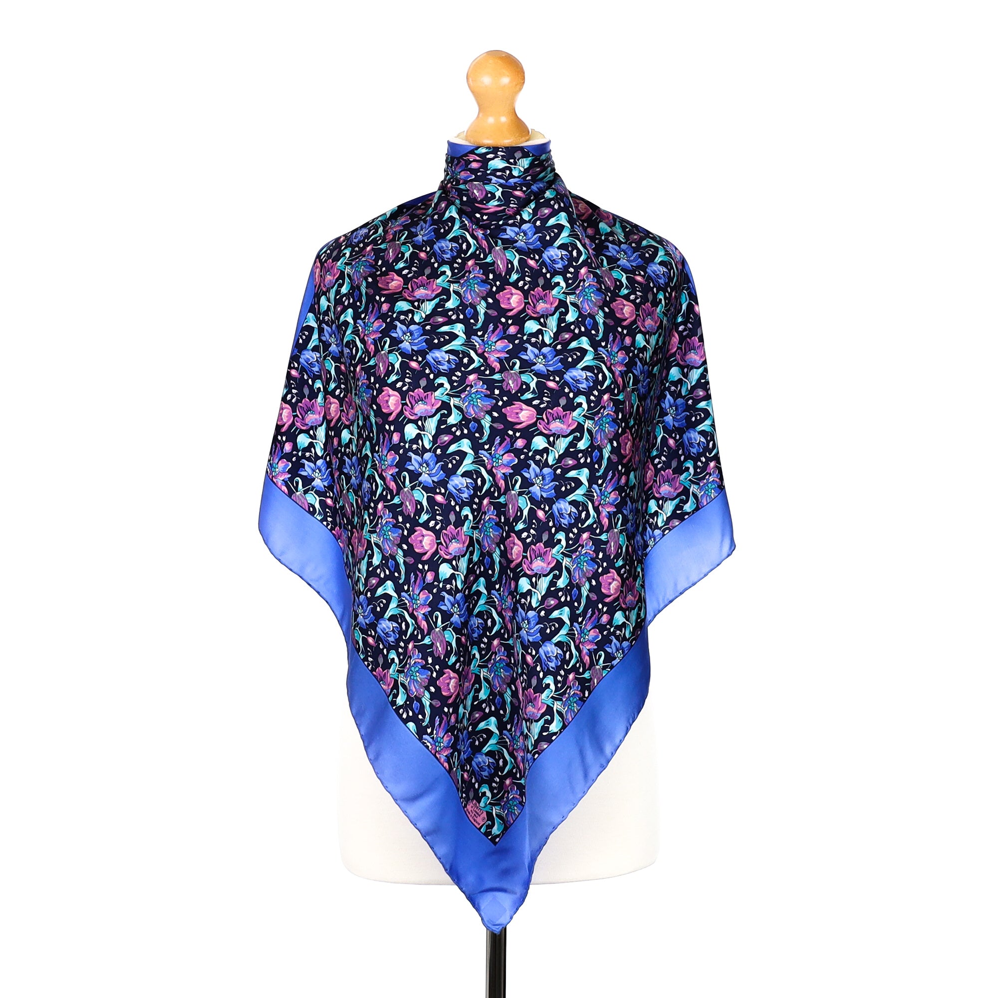 Liberty Blue Floral Vintage Silk Scarf