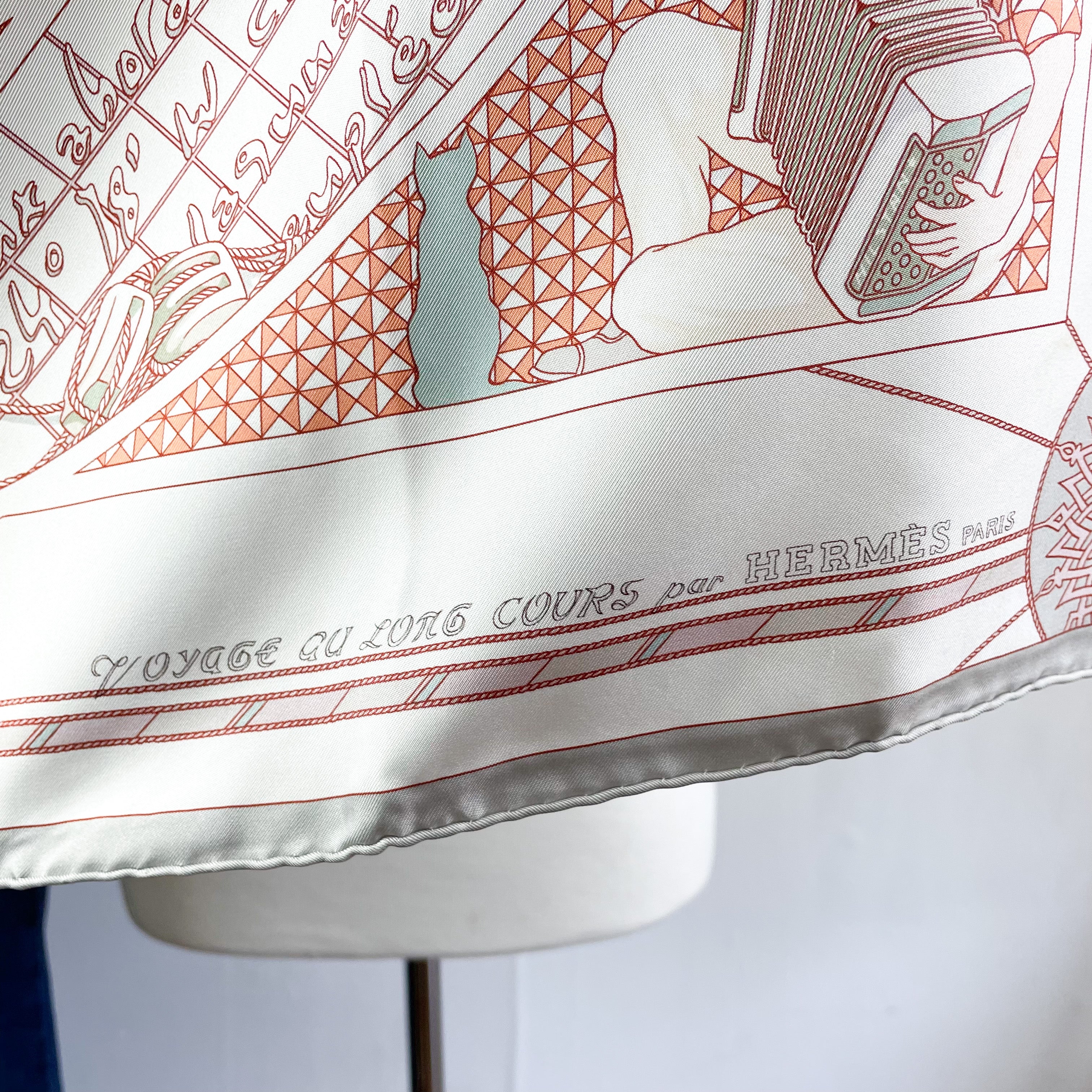 Boxed Hermes Voyage au Long Cours Vintage Silk Scarf