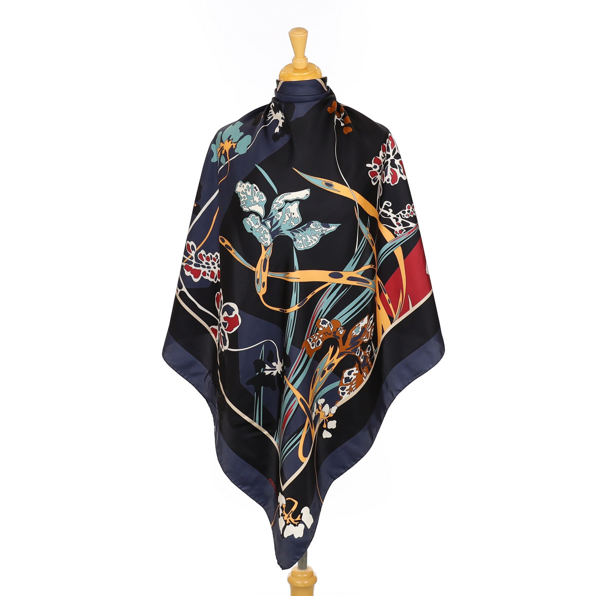 Italian Coccinelle Dark Abstract Silk Scarf