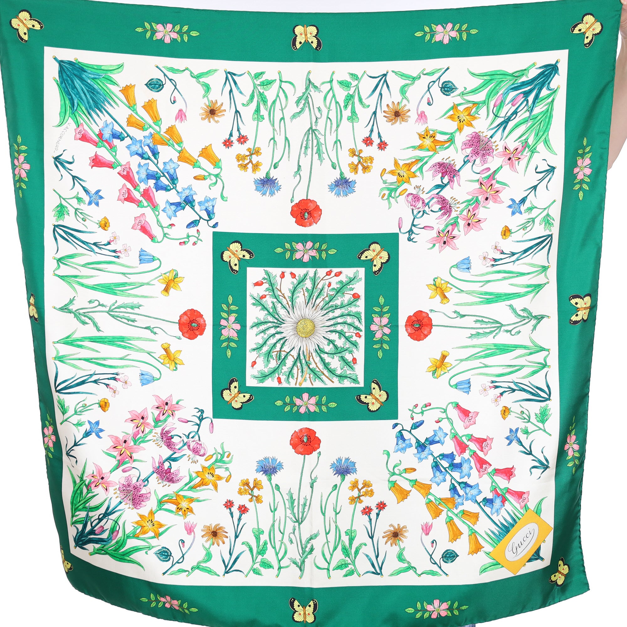 Brand New Gucci Bright Floral Vintage Silk Scarf