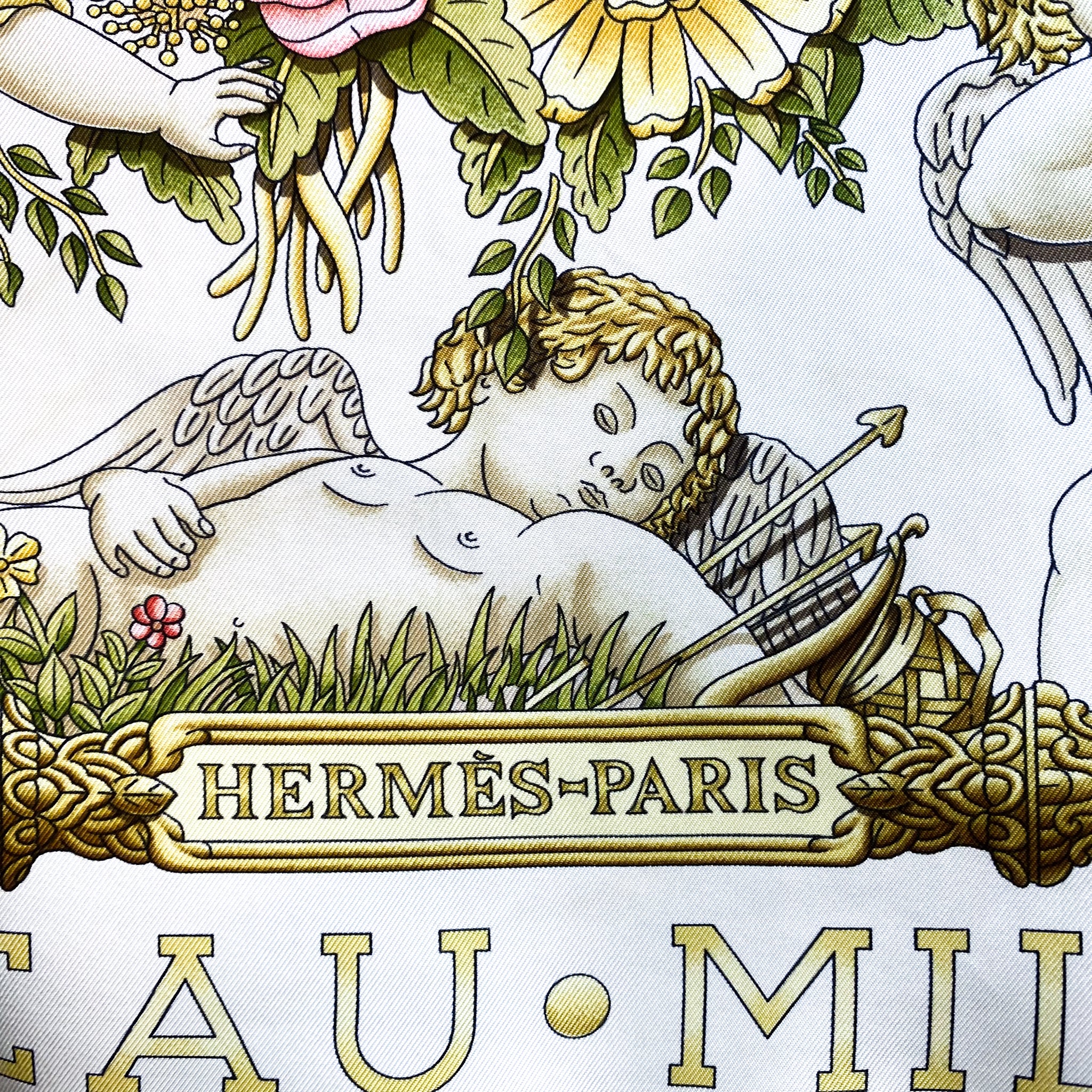 Boxed Hermes Le Matin Neuf Vintage Silk Scarf