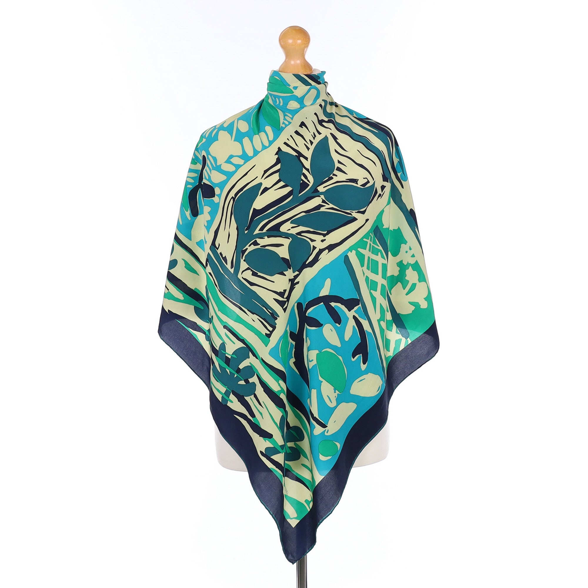 Green Abstract Silk Scarf