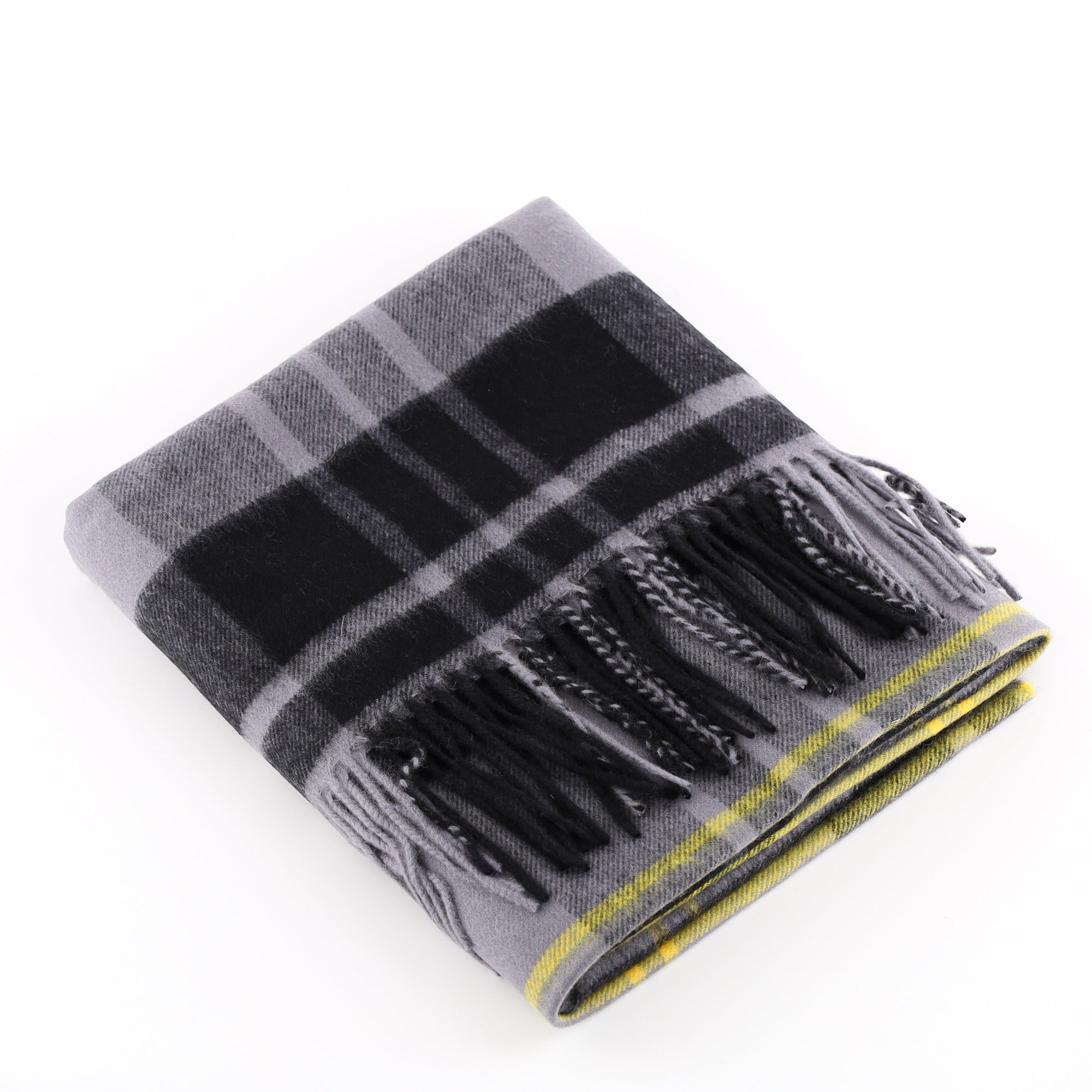 Brand New Scottish Stone Black and Yellow Tartan Luxury Cashmere Stole
