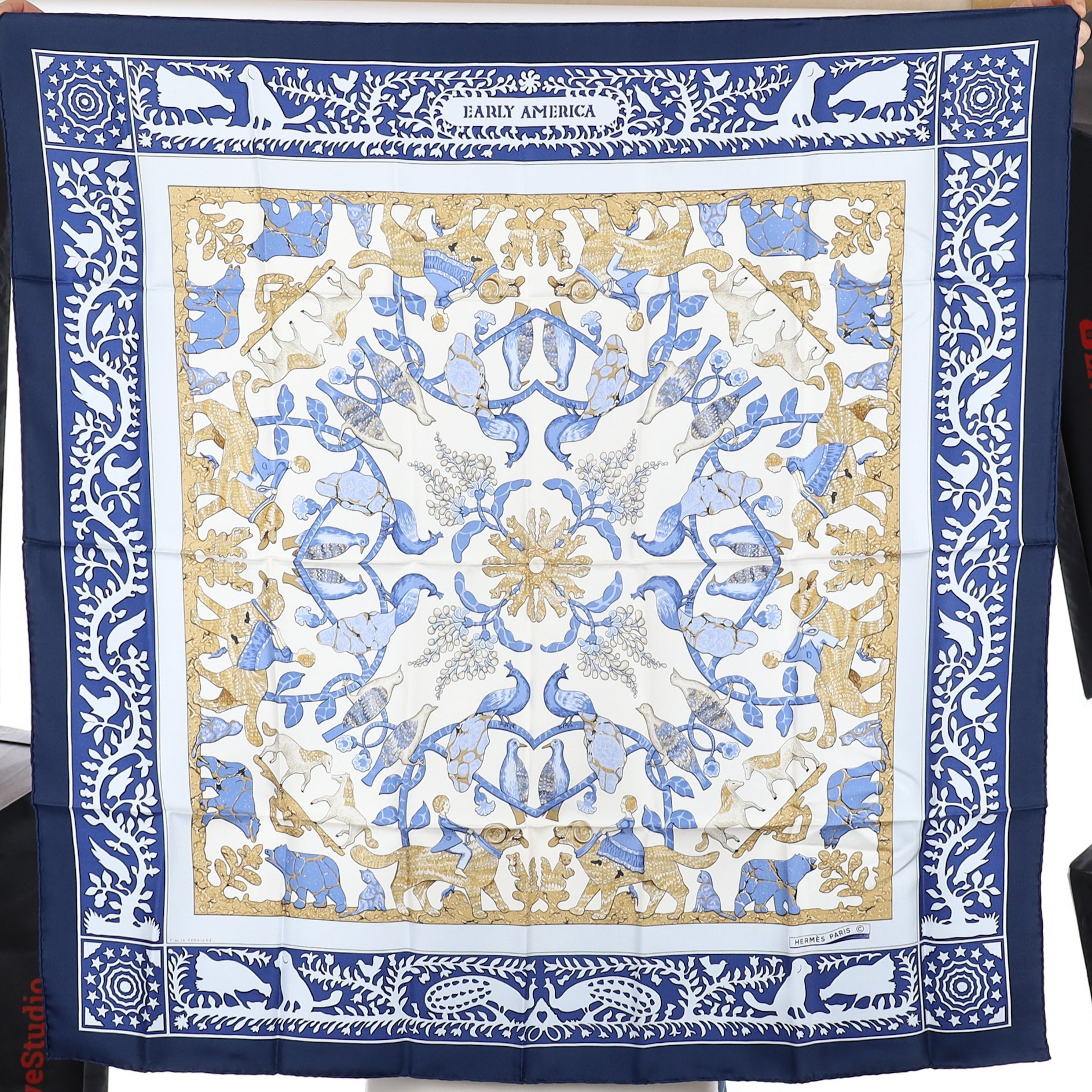 Brand New Hermès Early America Vintage Silk Scarf