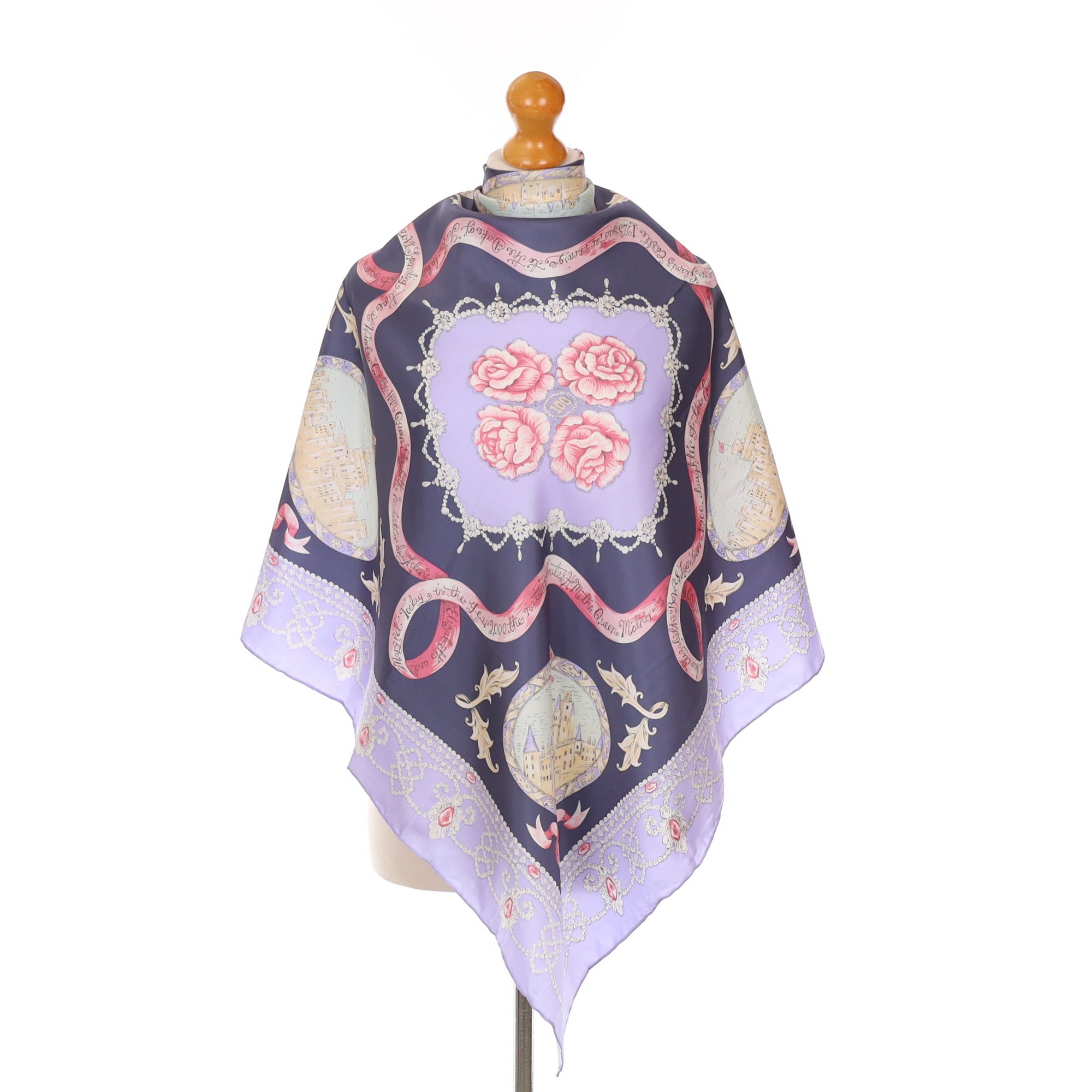 Immaculate Royal Castle Lilac and Blue Silk Scarf