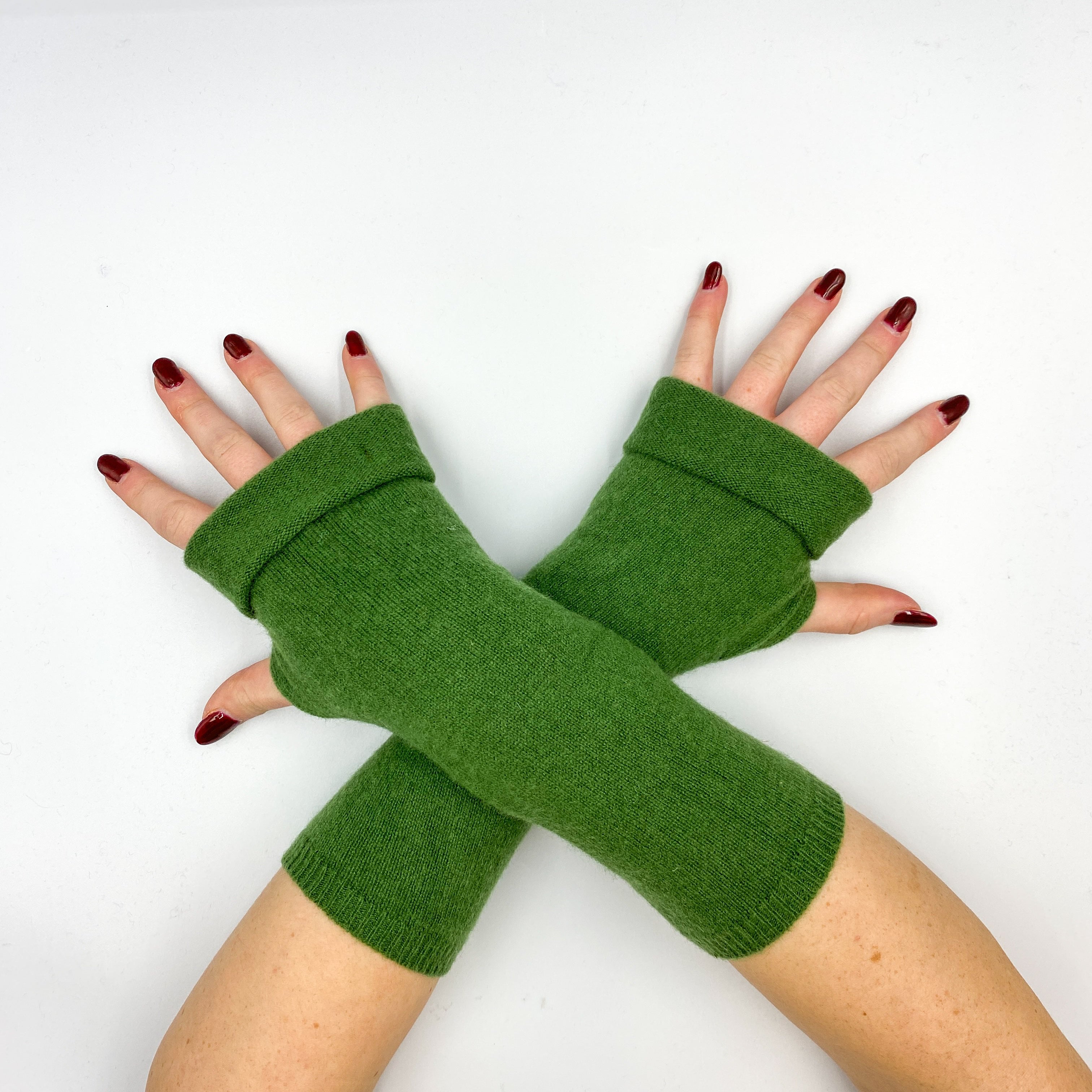 Fern Green Fingerless Gloves