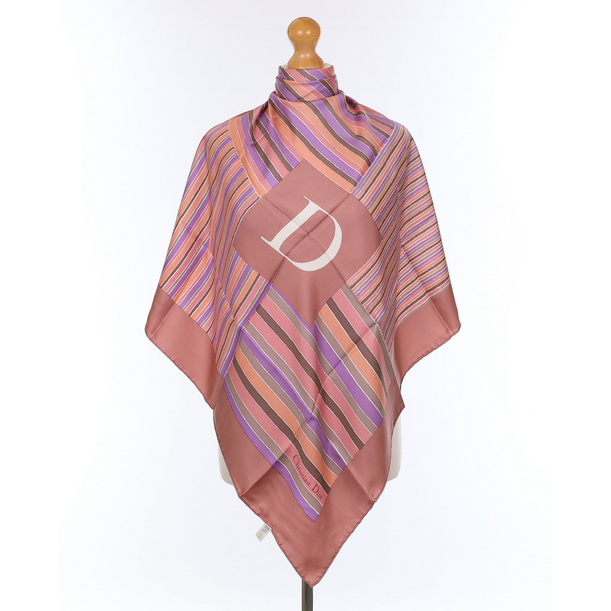1980’s Boxed Christian Dior Pink Vintage Silk Scarf