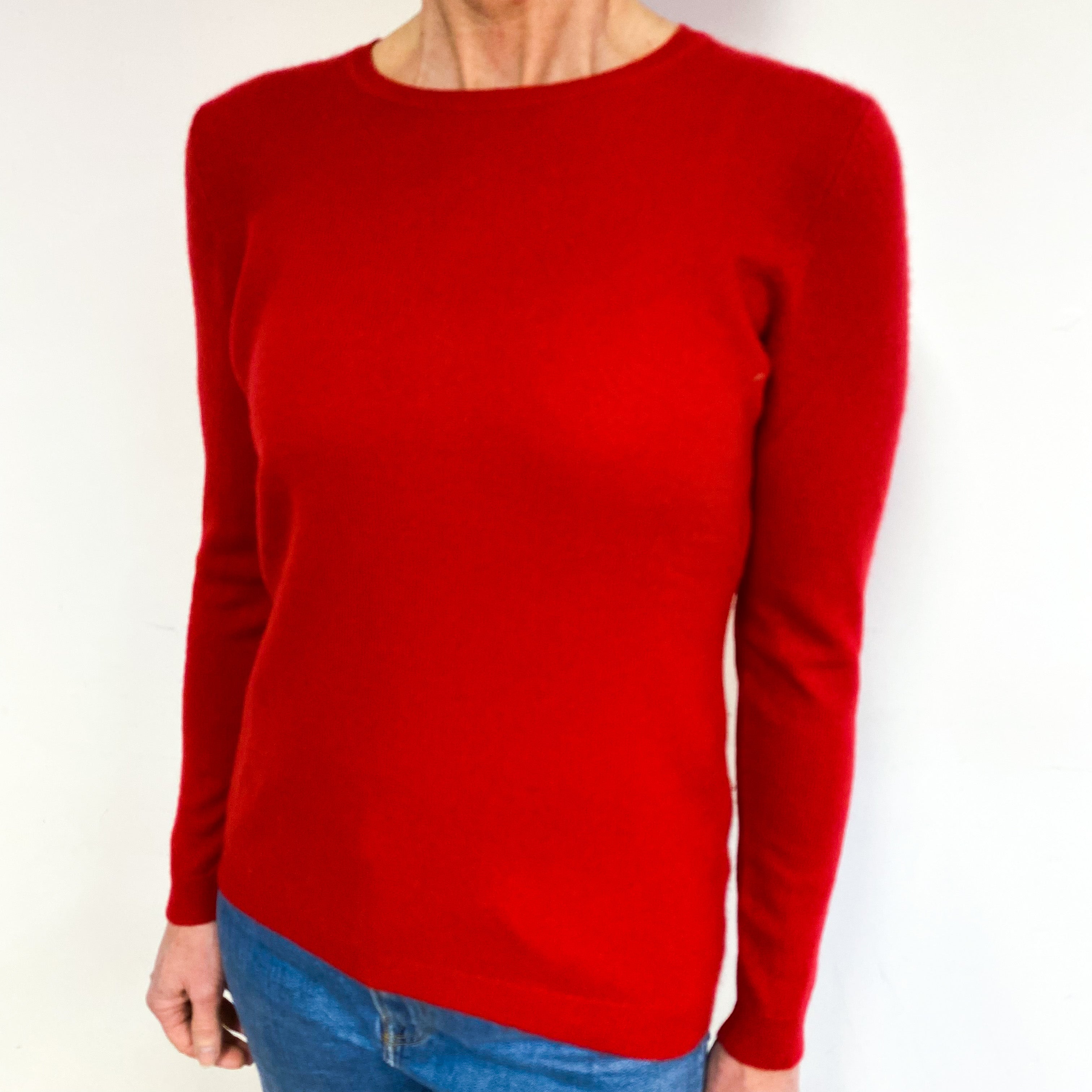Pillar Box Red Cashmere Crew Neck Jumper Medium