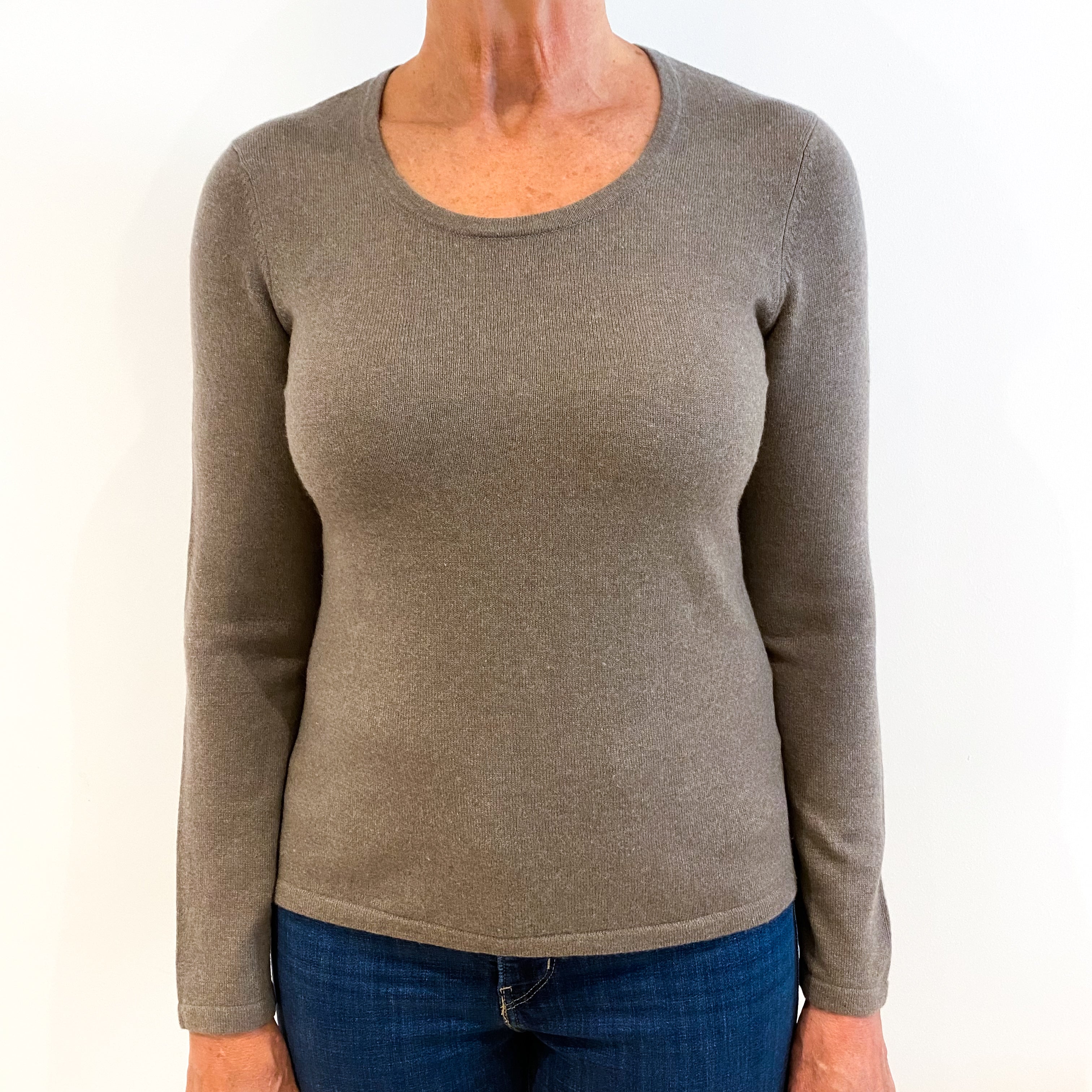 Donkey Brown Cashmere Deep Crew Neck Jumper Medium
