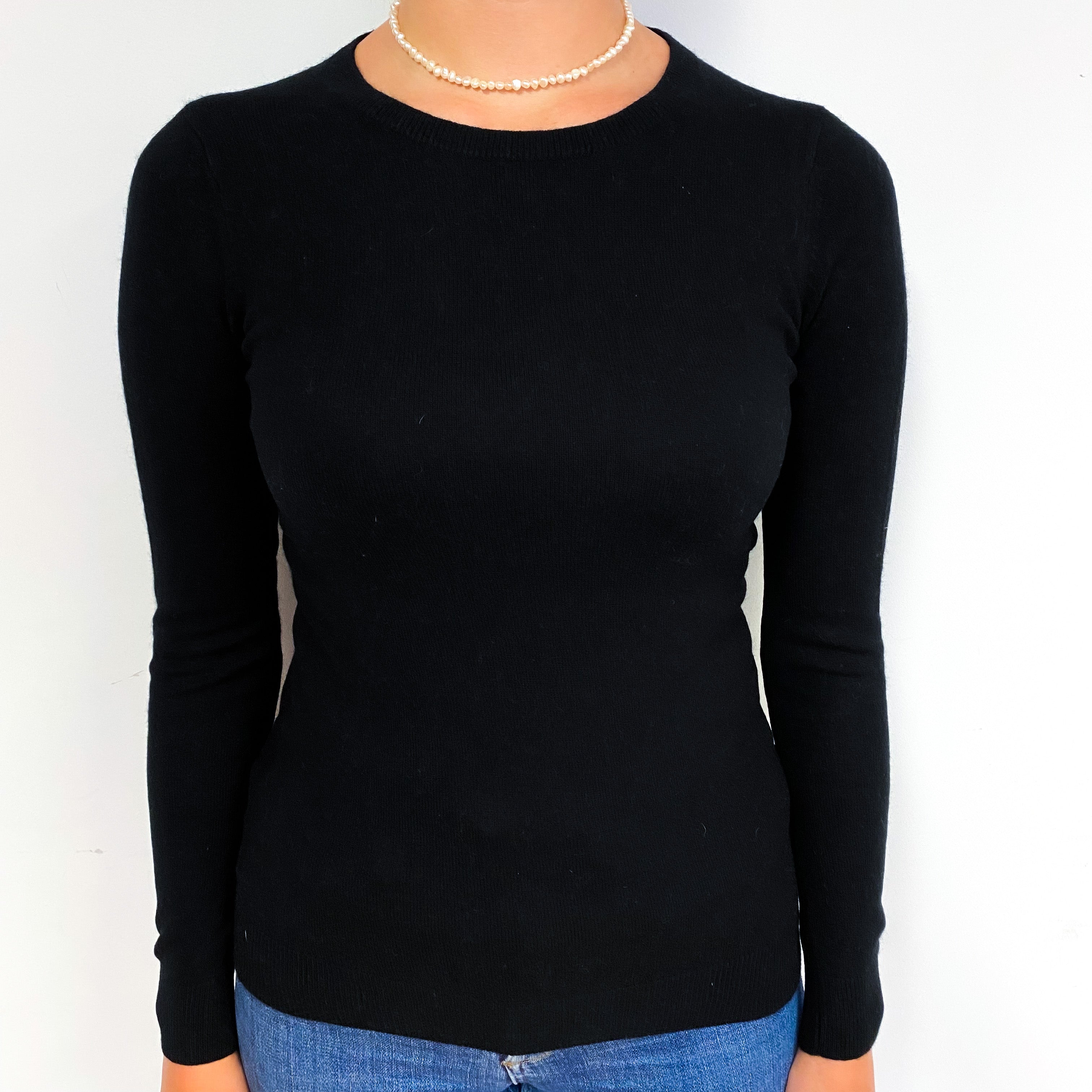 Black Cashmere Crew Neck Jumper Small