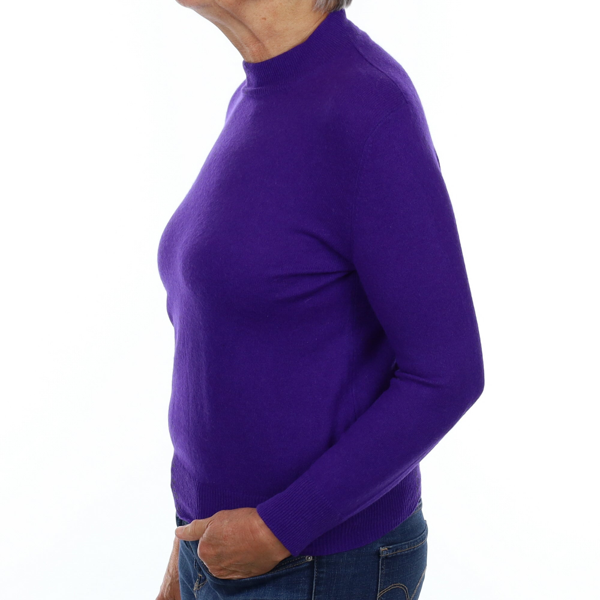 Violet Purple Cashmere Turtle Neck Jumper Medium