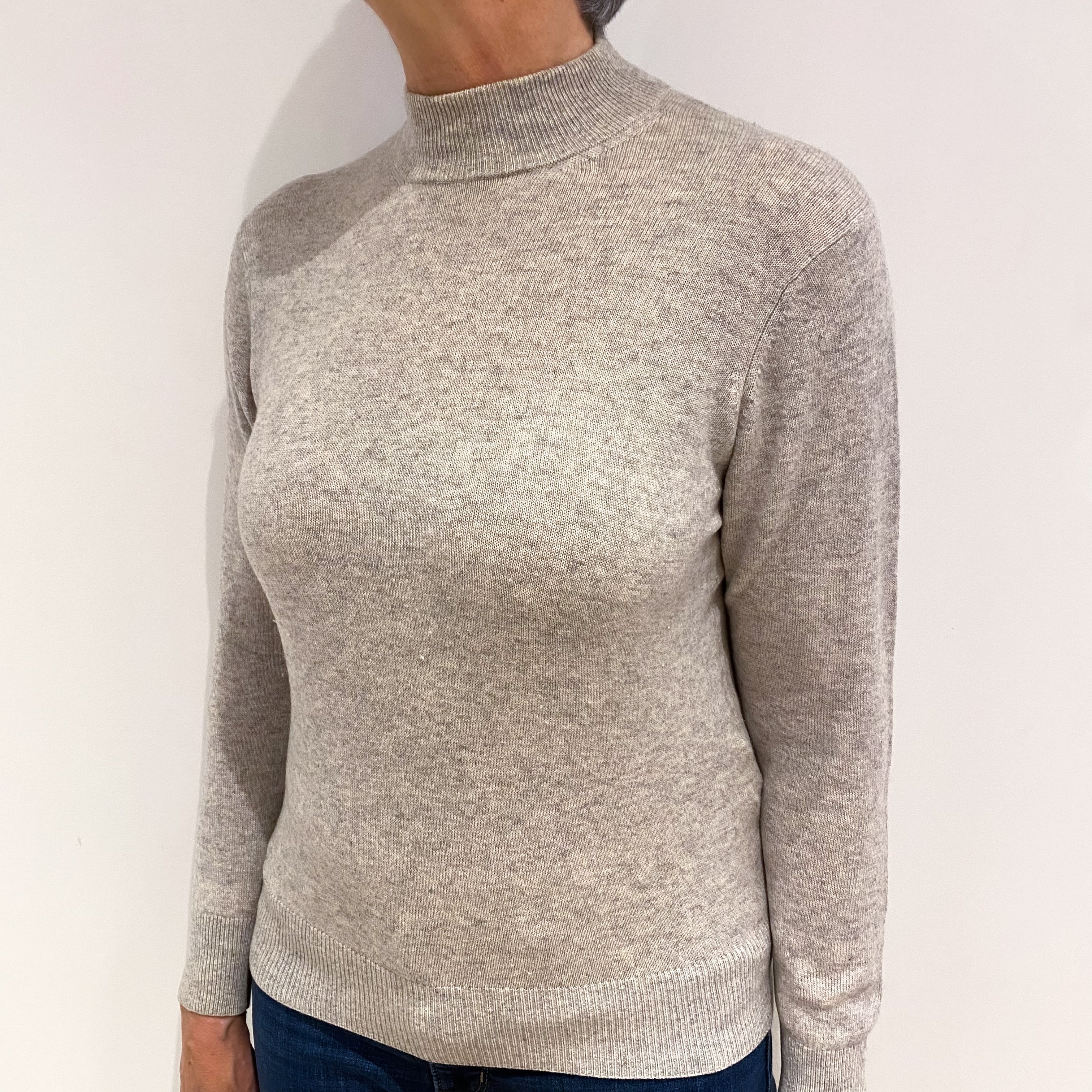 Smoke Grey Cashmere Turtle Neck Jumper Medium