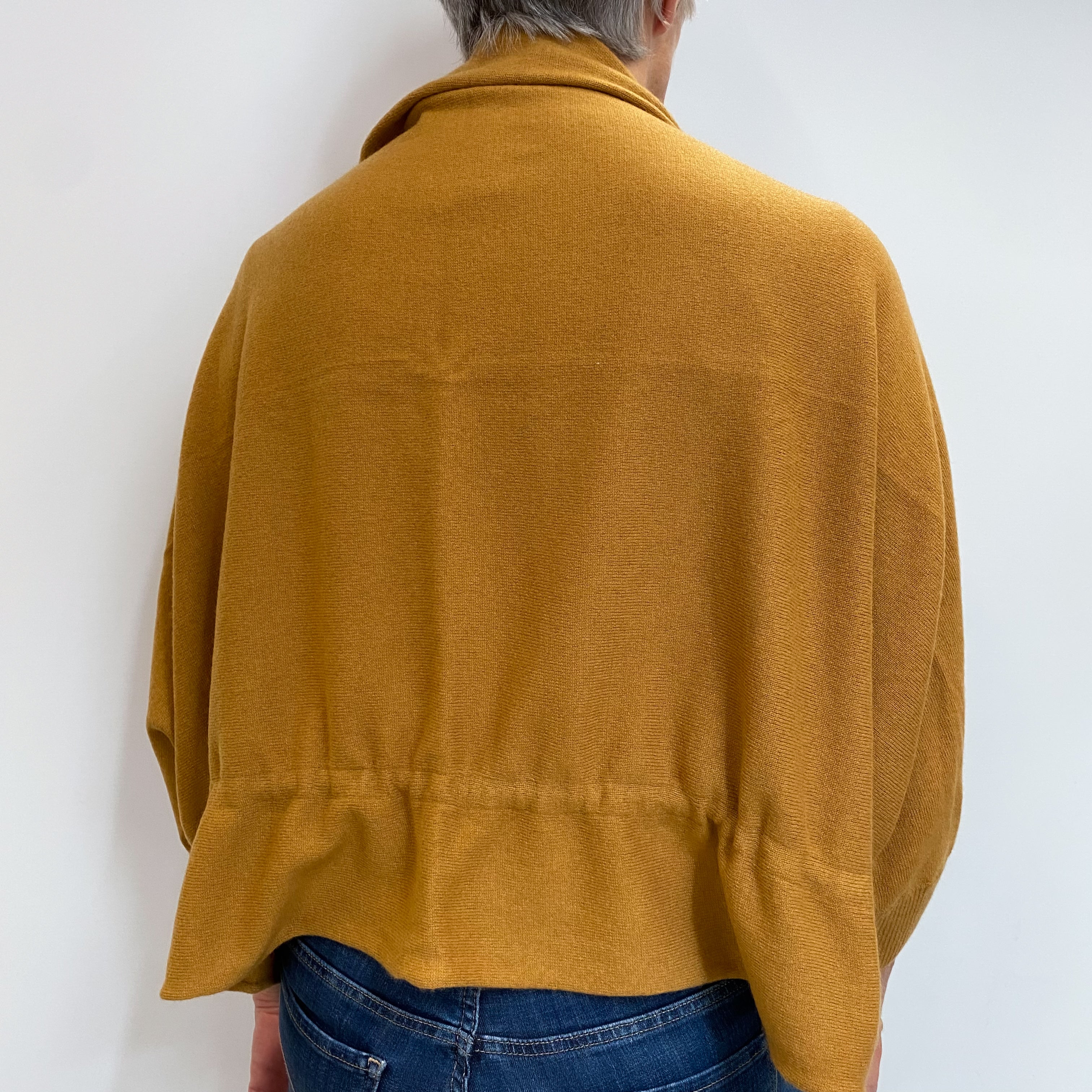 French Mustard Cashmere Edge To Edge Cardigan Medium