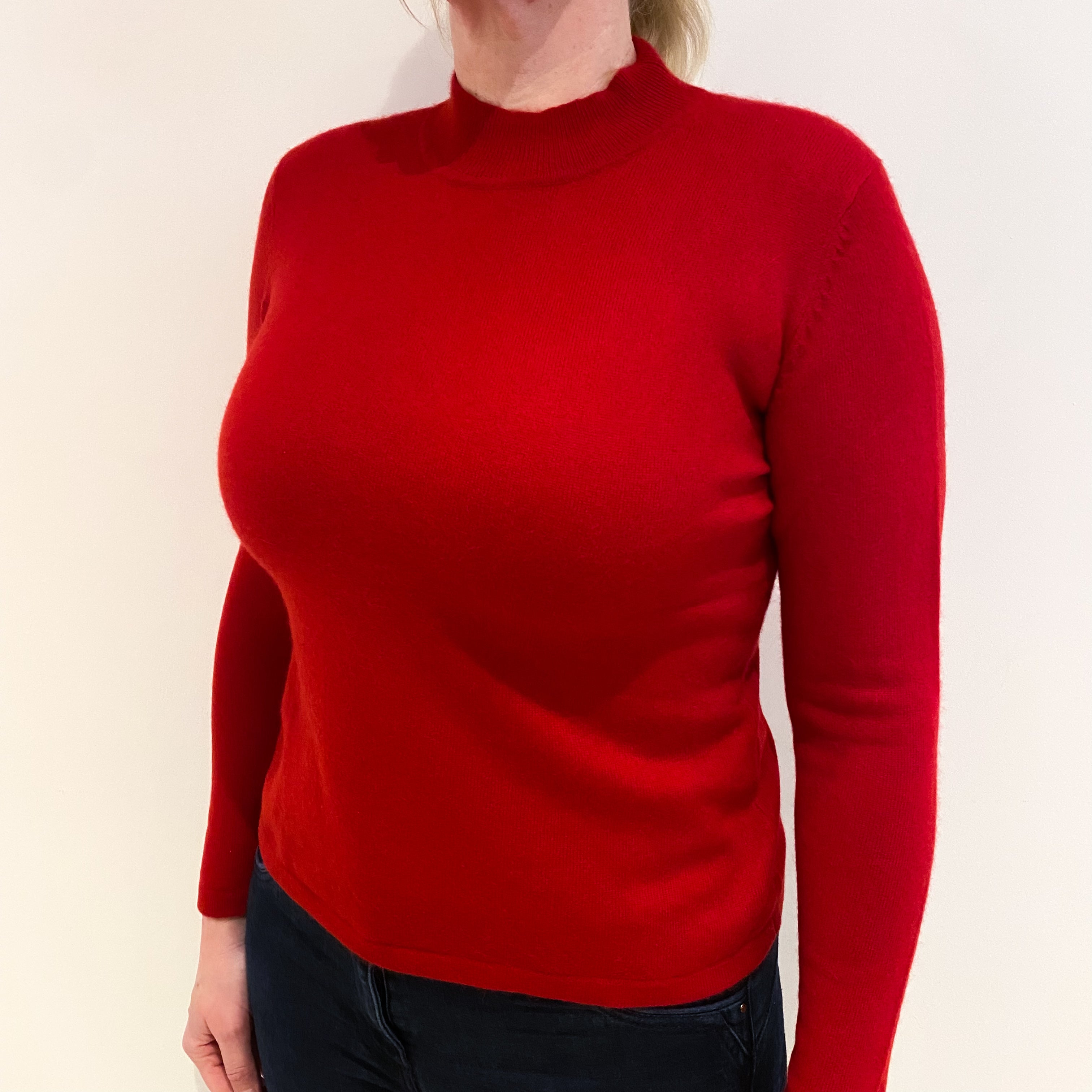 Scarlet Red Cashmere Turtle Neck Jumper Large