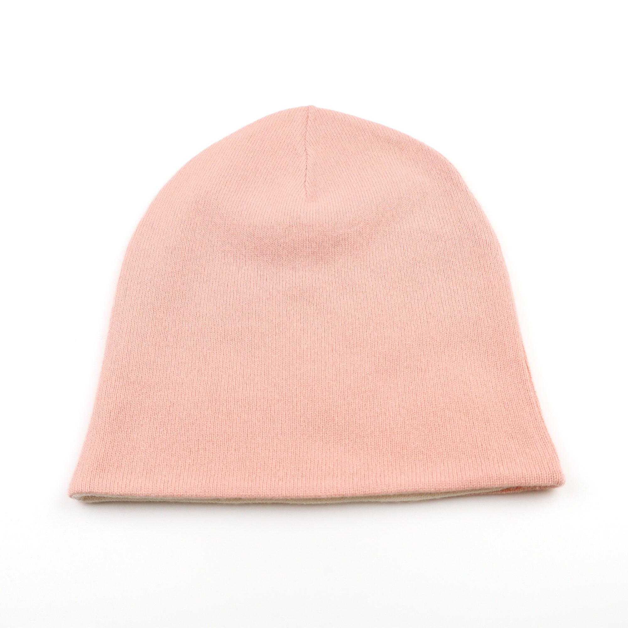 Nude and Shell Pink Reversible Cashmere Beanie Hat