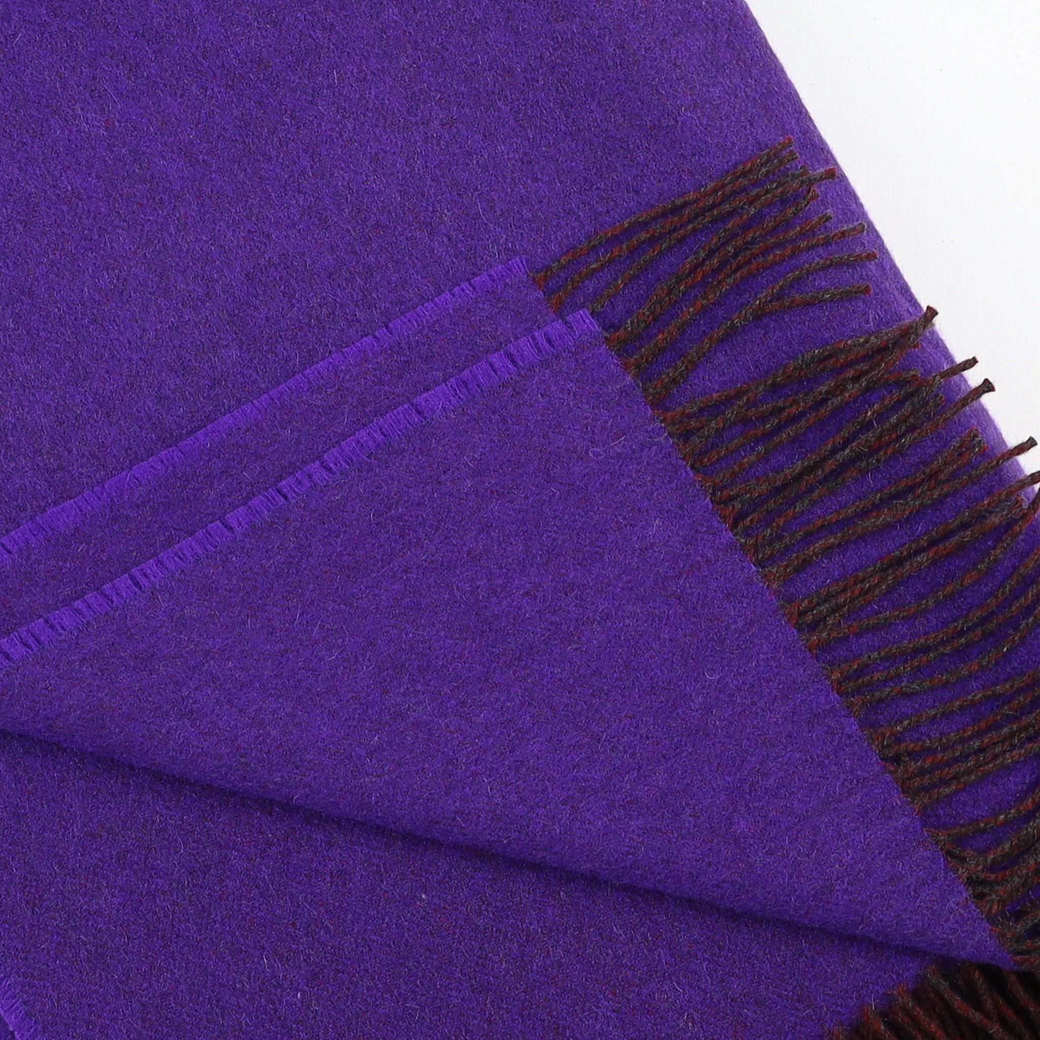 Brand New English Regal Purple and Cedar Brown Marl Luxury Woven Cashmere Blanket
