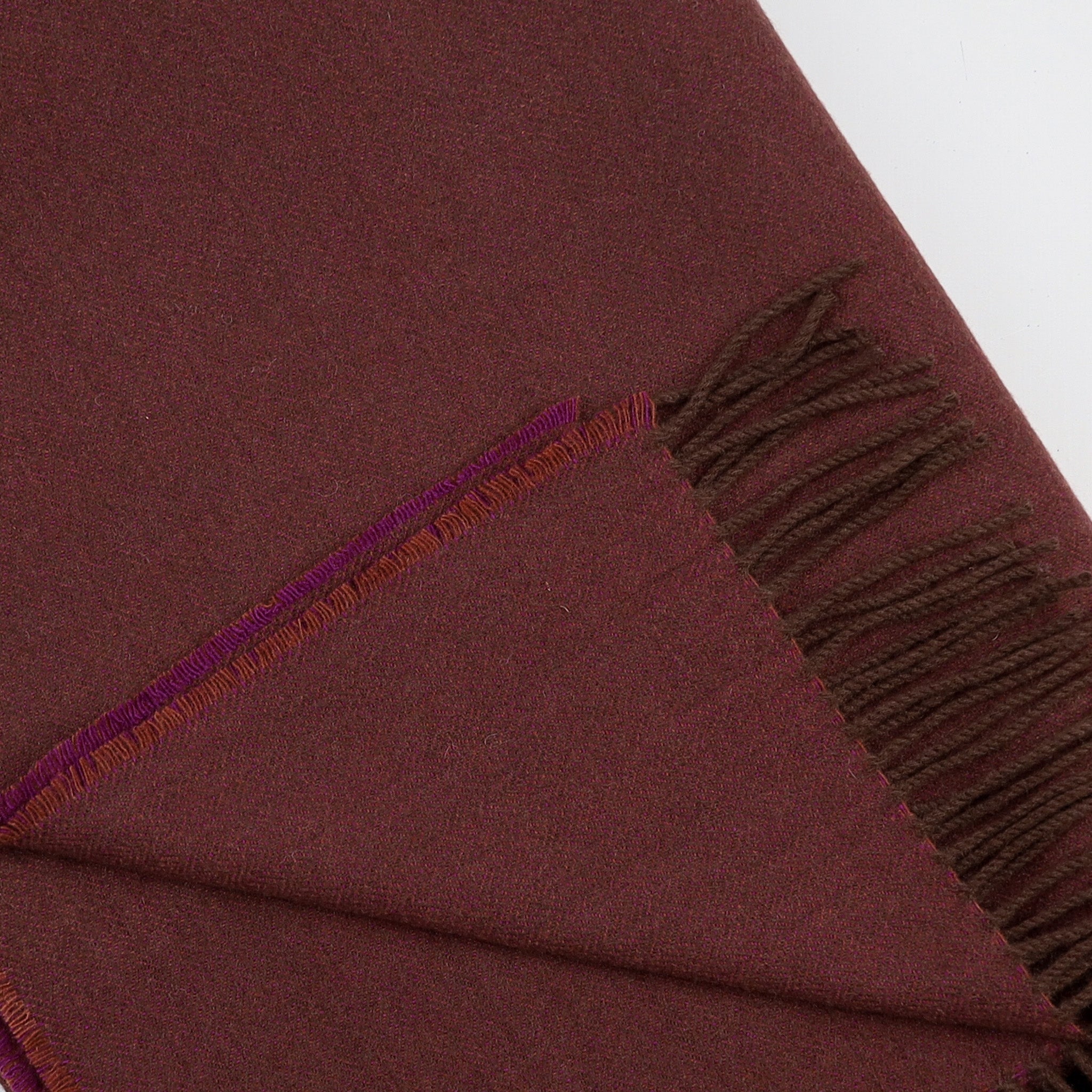 Brand New English Mulberry and Chocolate Brown Marl Luxury Woven Cashmere Blanket