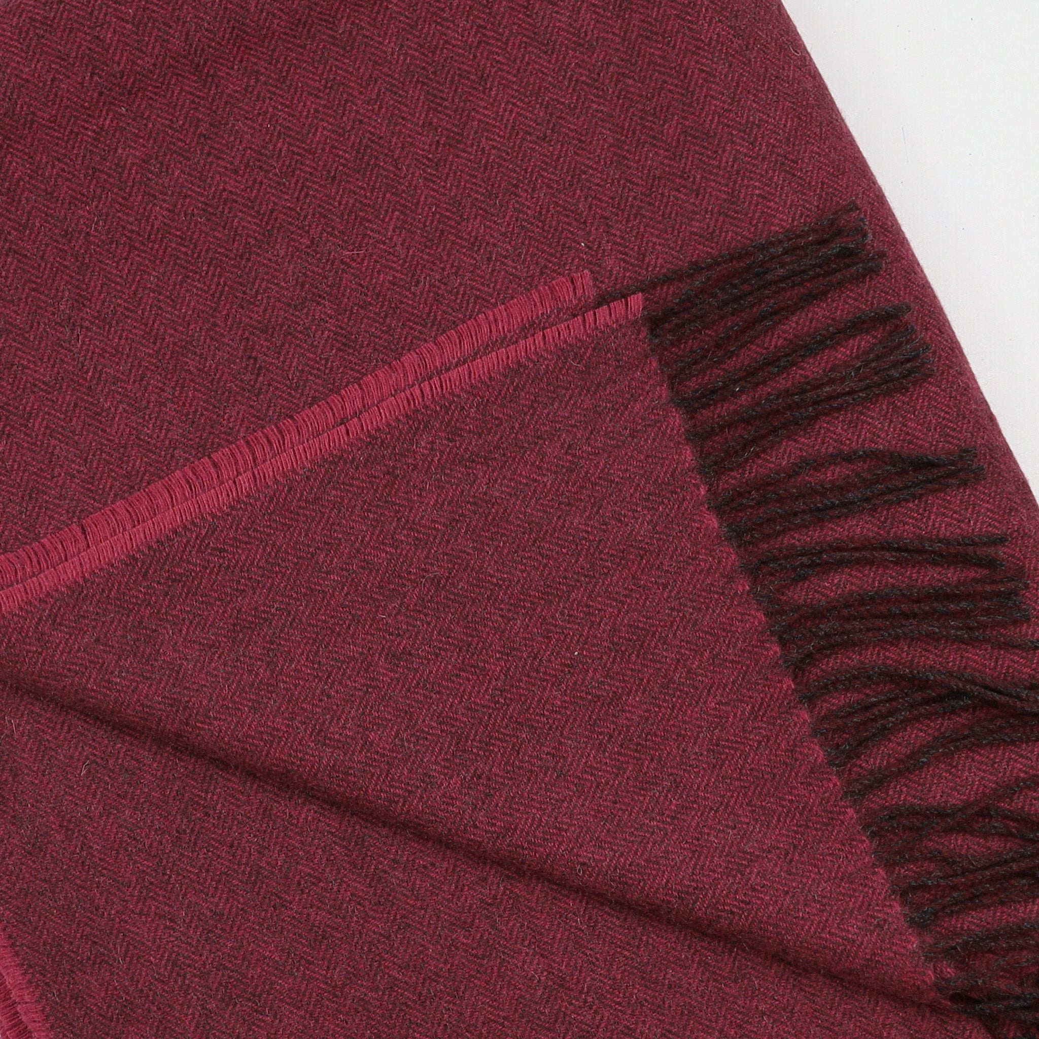 Brand New English Cherry Pink and Cedar Brown Herringbone Luxury Woven Cashmere Blanket