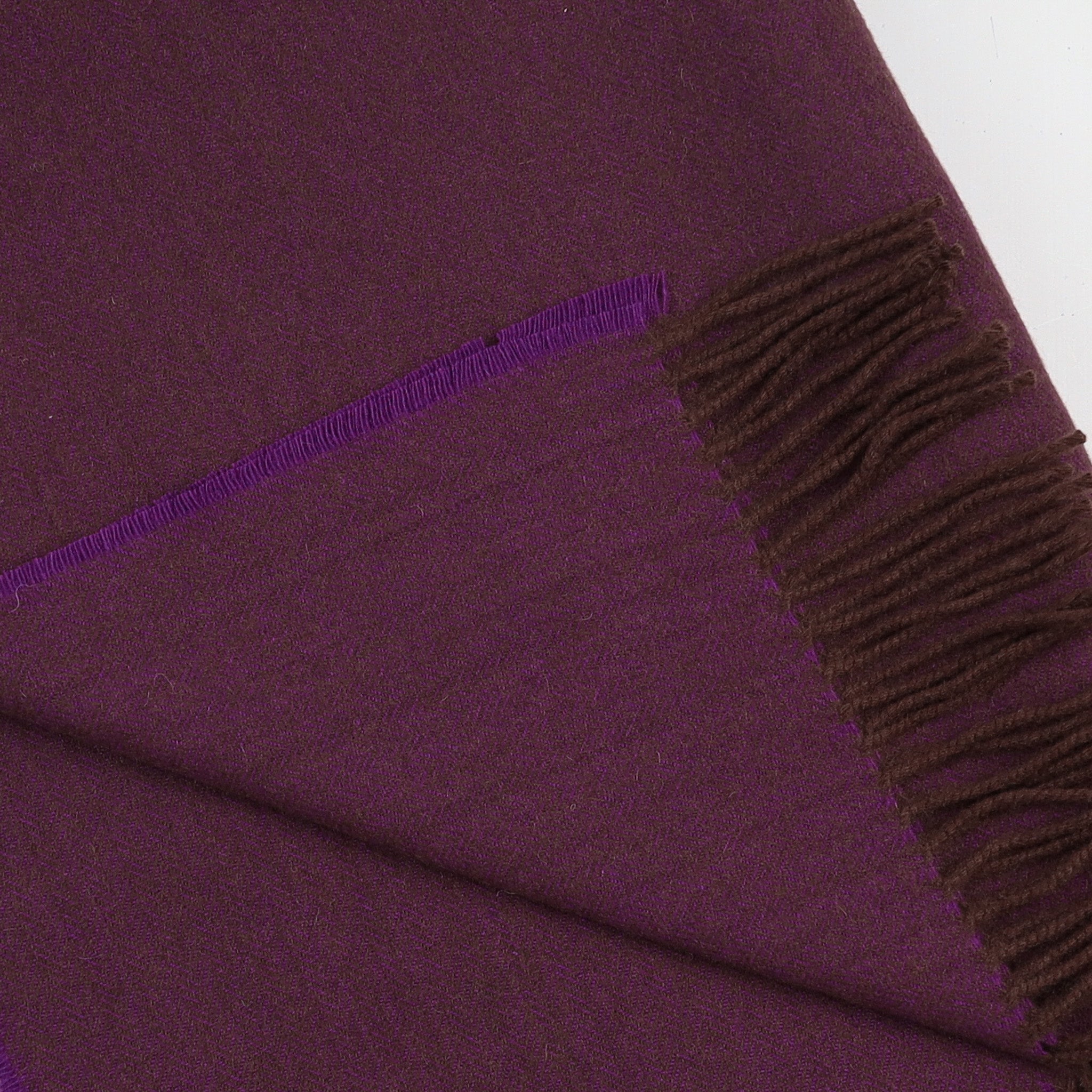 Brand New English Violet Purple and Chocolate Brown Marl Luxury Woven Cashmere Blanket