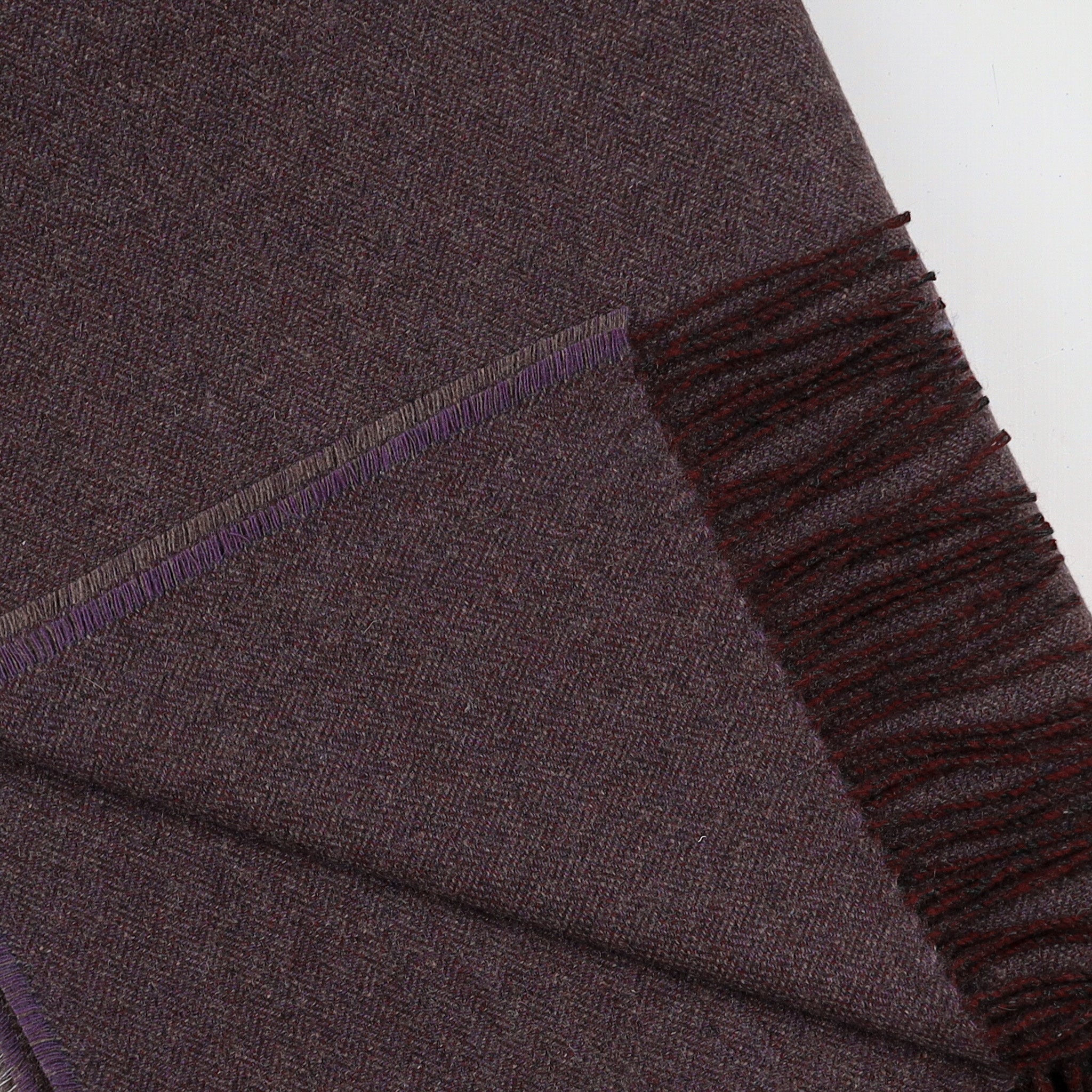 Brand New English Dusky Purple and Cedar Brown Marl Luxury Woven Cashmere Blanket