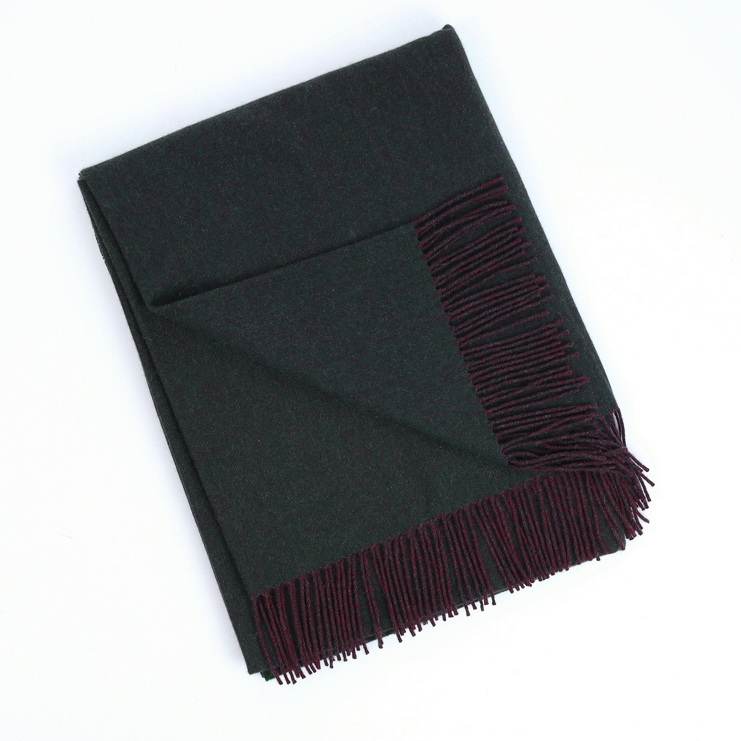 Brand New English Forest Green and Cedar Brown Marl Luxury Woven Cashmere Blanket