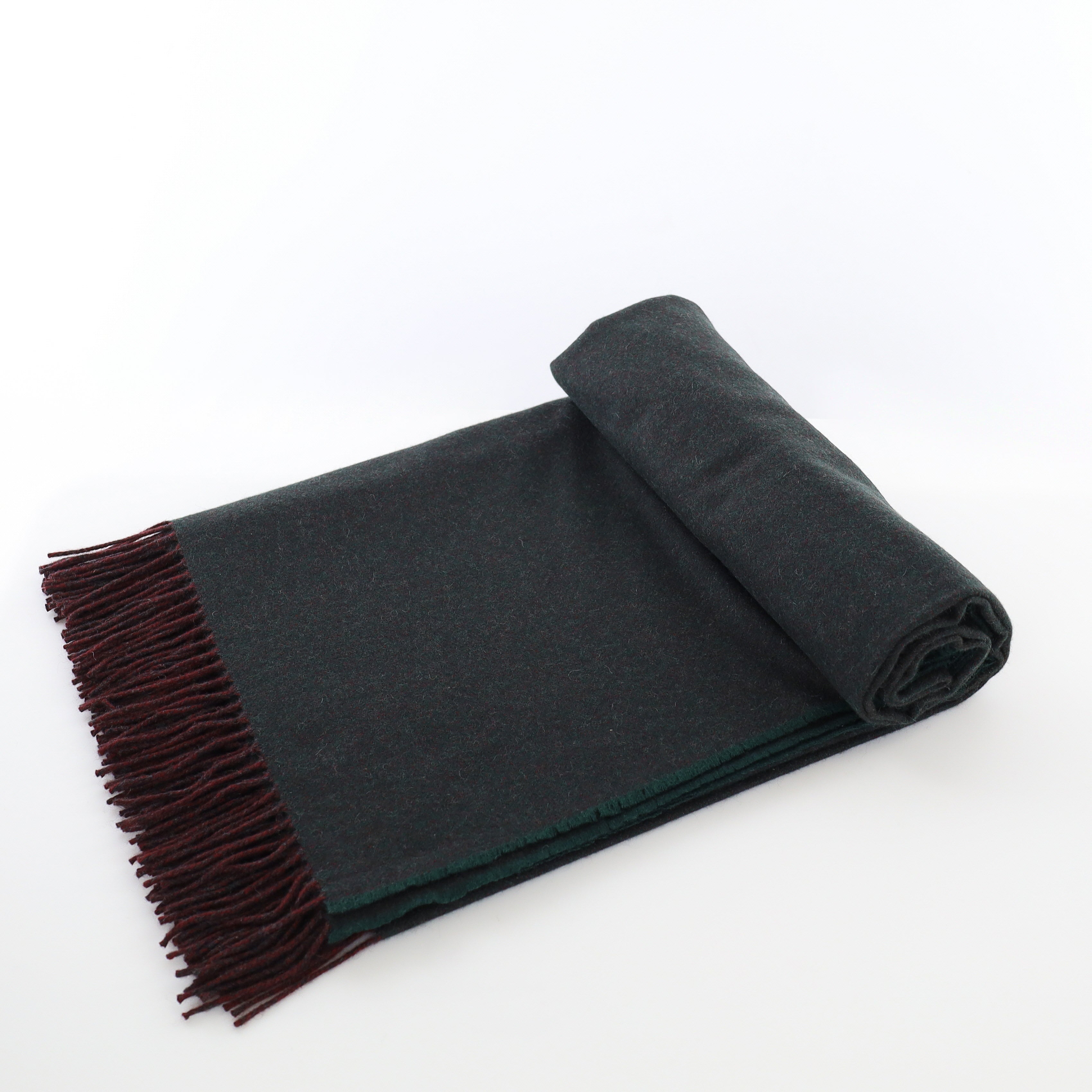Brand New English Forest Green and Cedar Brown Marl Luxury Woven Cashmere Blanket