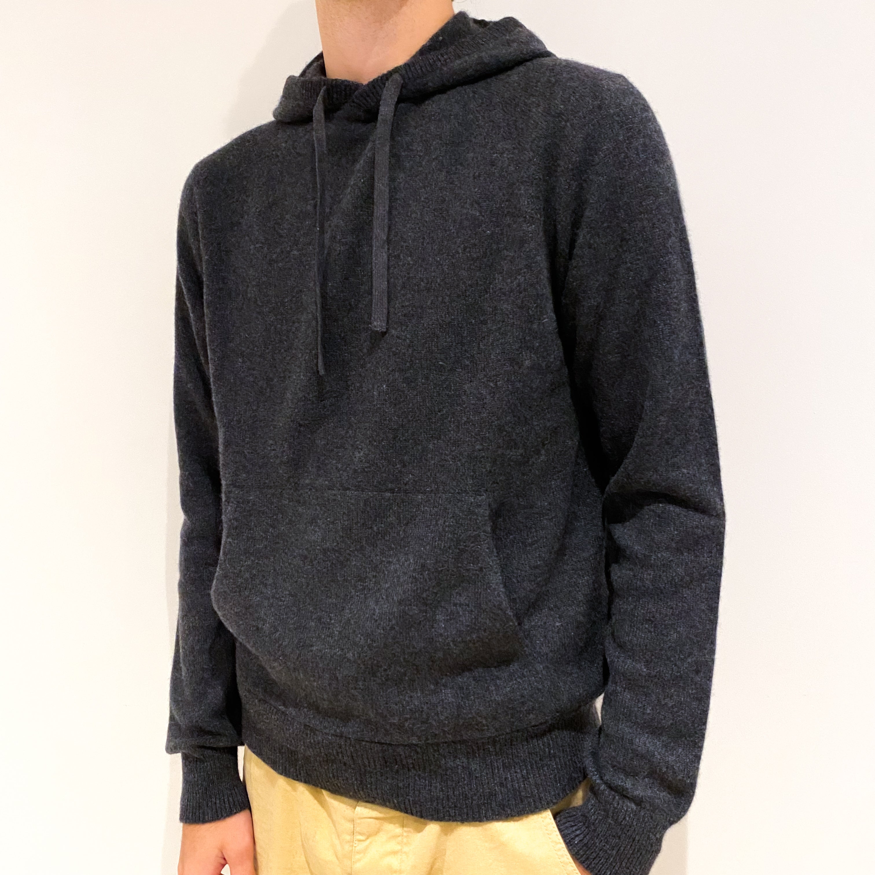 Men's Cos Slate Grey Cashmere Hoodie Jumper Medium