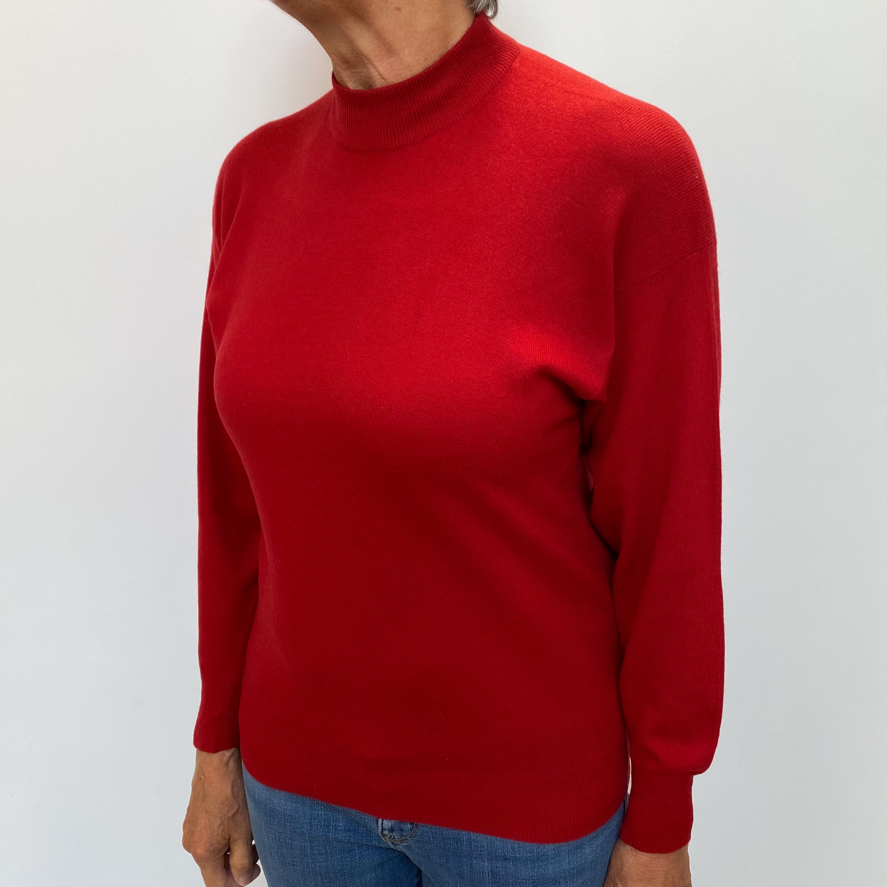 Scarlet Red Cashmere Turtle Neck Jumper Medium