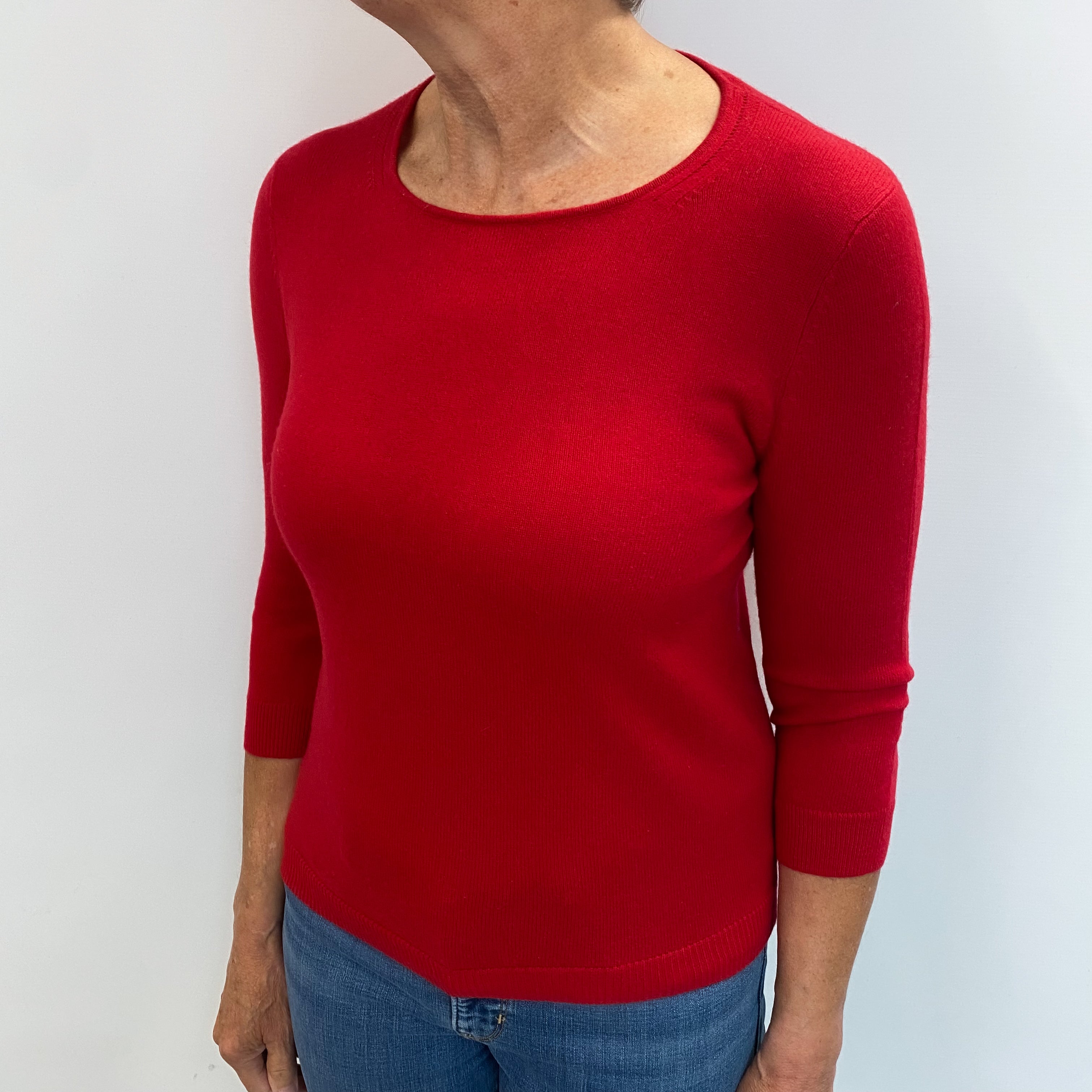 Post Box Red Cashmere Crew Neck Jumper Medium