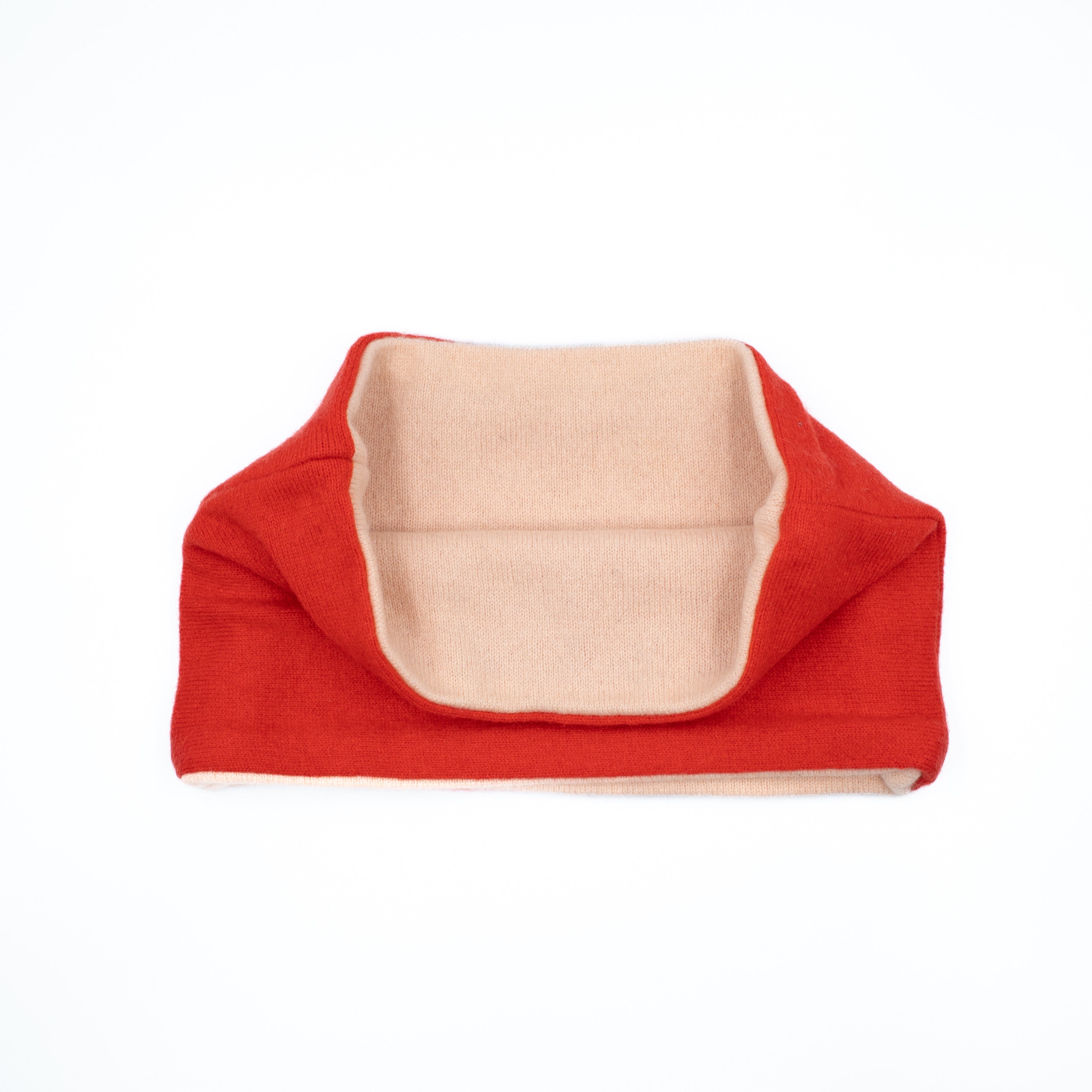Tomato Red and Nude Pink Cashmere Neck Warmer